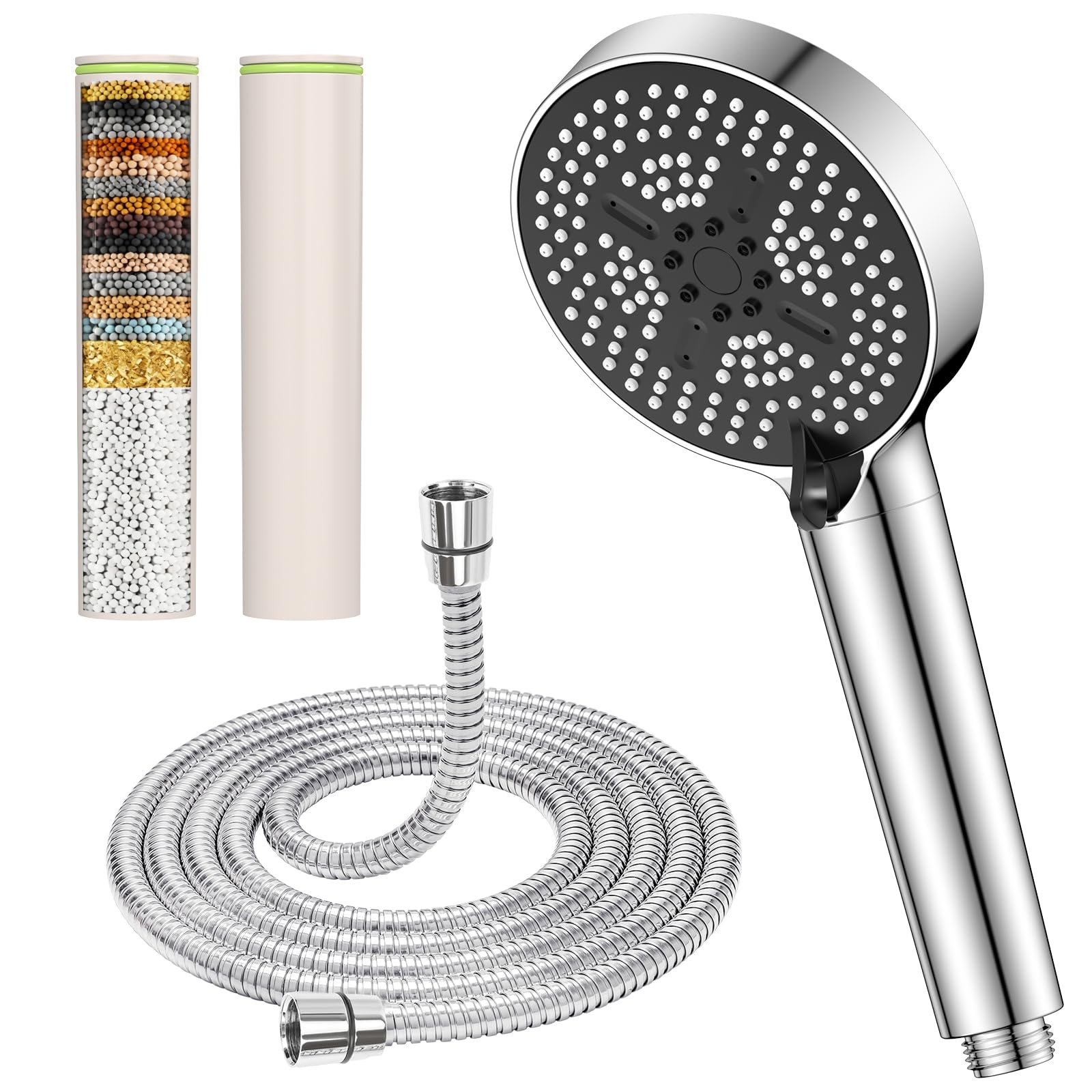 YEAUPE PRO 25 Stage Hard Water Softener Shower Head, High Pressure 6 Spray Modes,1.6m Shower Hose,Universal Bathroom Replacement Handheld Shower Set,Power Shower Filter with KDF for Chlorine Removal