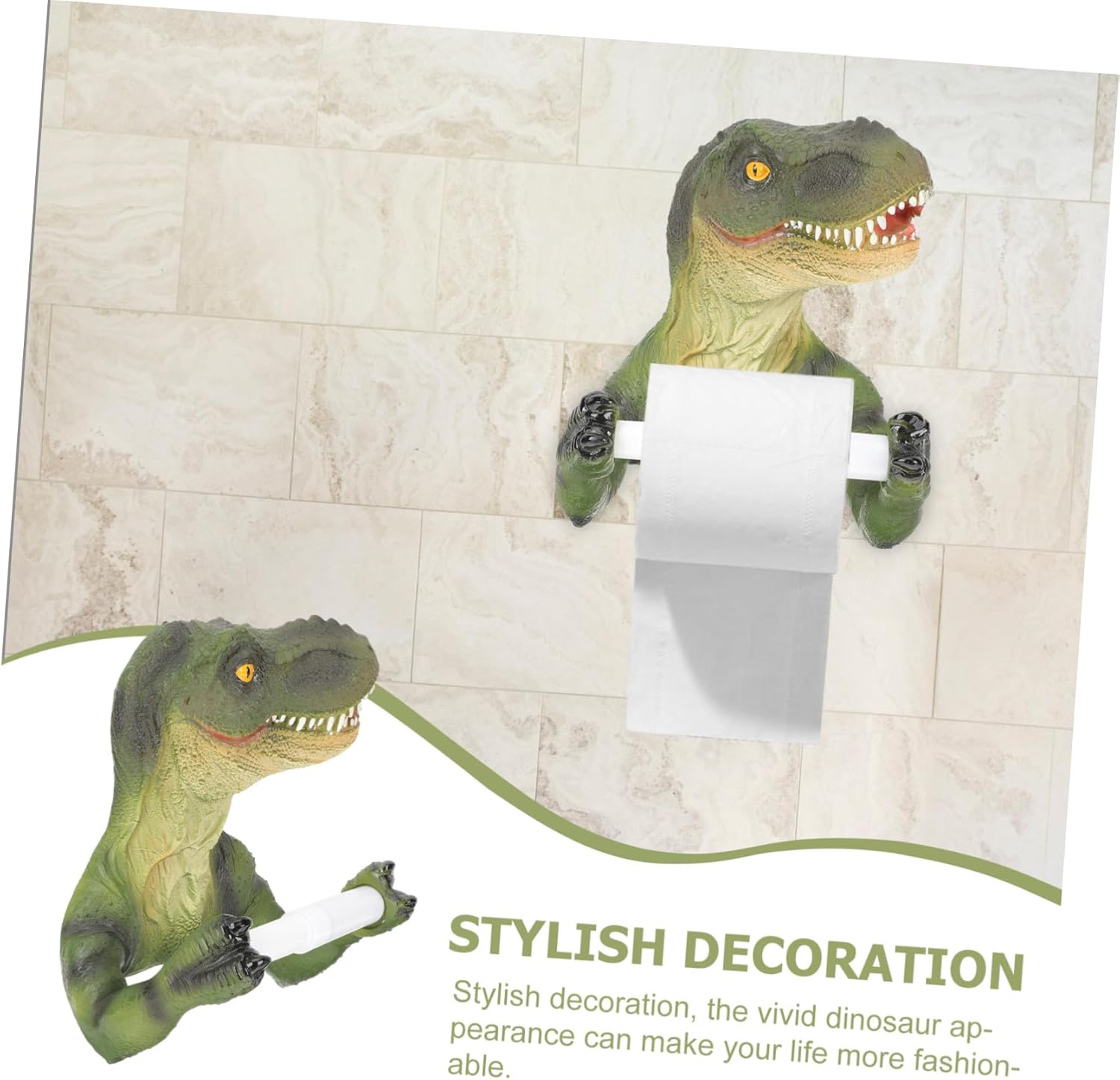 DOITOOL Space-Saving Dinosaur Decor Wall-Mounted Paper Rack Toilet Paper Holder for Home