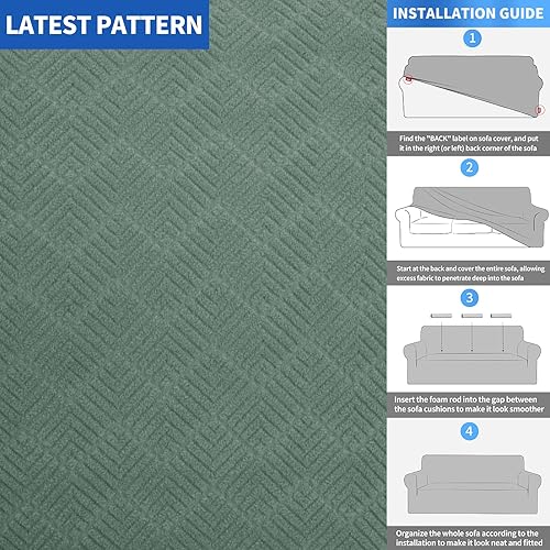 Miniatura 84 de MAXIJIN Funda súper elástica para sofá de 3 cojines, funda universal de 1 pieza para sofá de sala de estar, protector de muebles de elastano, apto