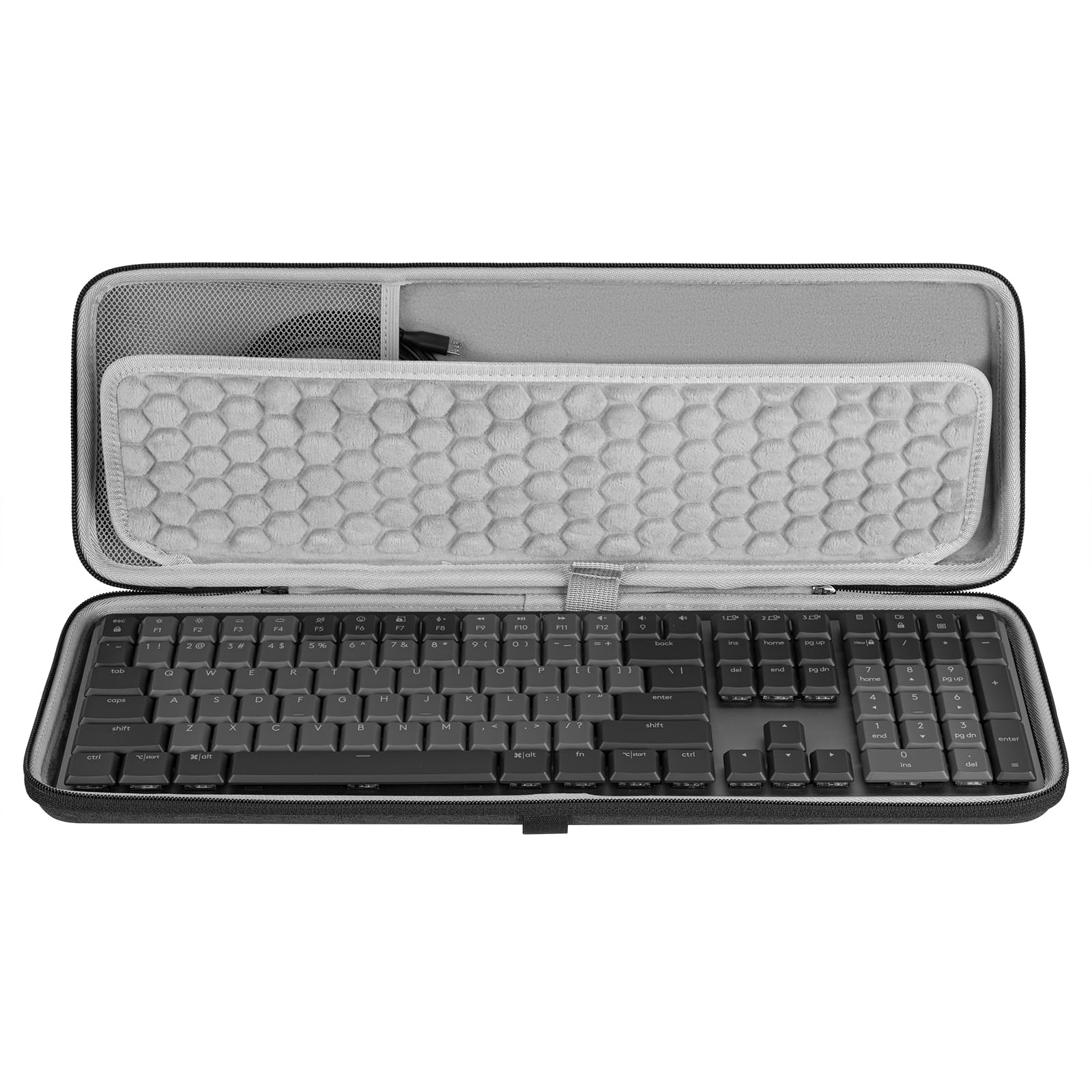 geekria full size keyboard case, hard shell travel carrying bag, compatible with logitech mx mechanical wireless illuminated performance keyboard/logitech mk955/ logitech signature slim k950