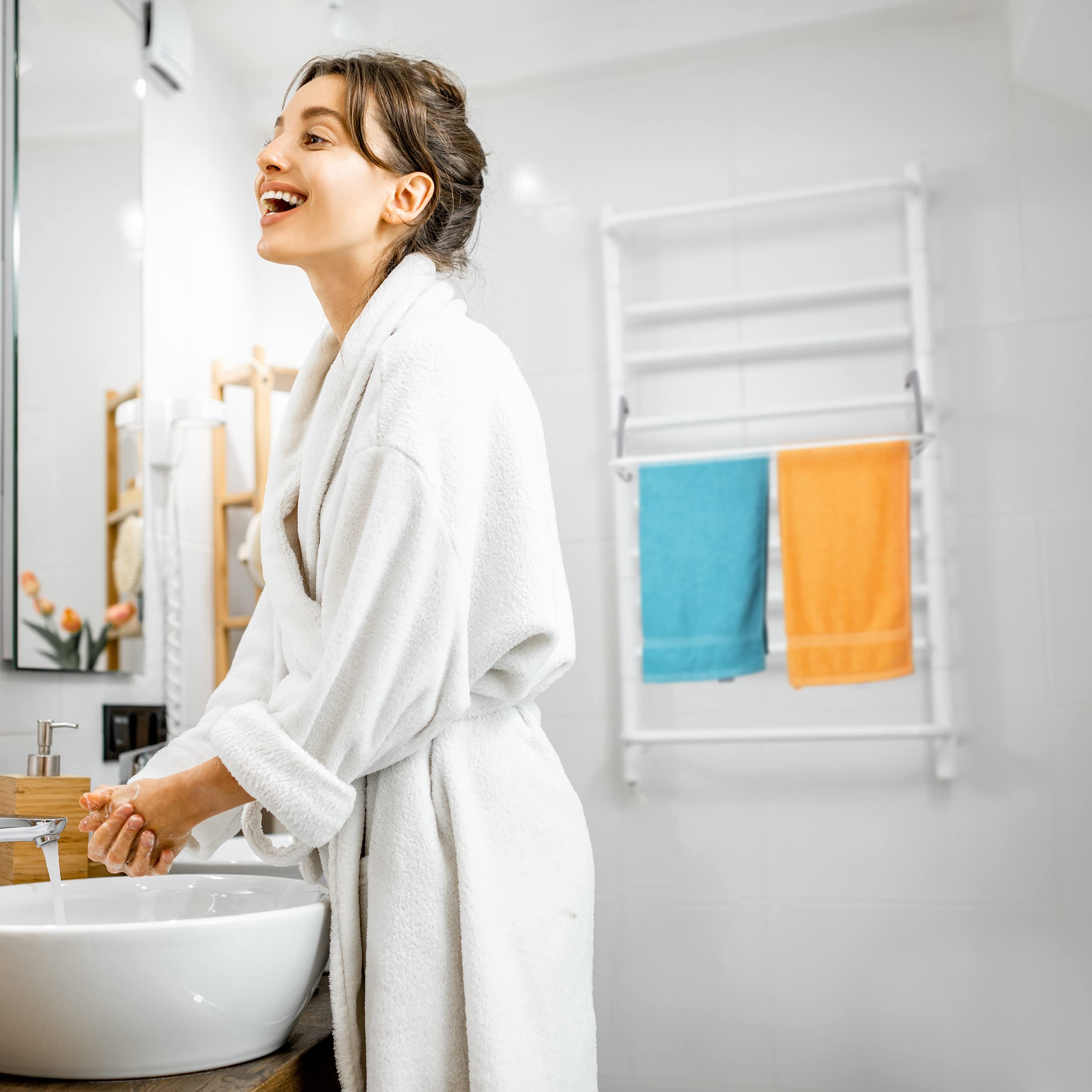 Relaxdays Étendoir, Lot de 2, sèche-Linge à accrocher, pour Balcon, radiateur & Camping, Peu encombrant, 7 Cordes séparées, Blanc