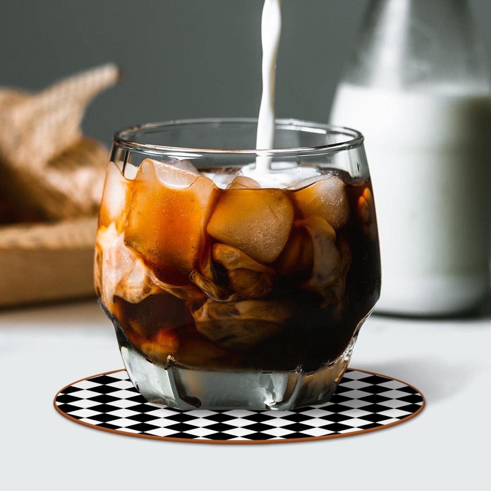 Lot de 8 dessous de verre ronds en céramique avec support absorbant avec base en liège antidérapant et pierre en céramique pour tasses, verres à vin, maison, cuisine et bar – 10,2 Lot de 8 dessous de verre ronds en céramique avec support absorbant avec base en liège antidérapant et pierre en céramique pour tasses, verres à vin, maison, cuisine et bar – 10,2