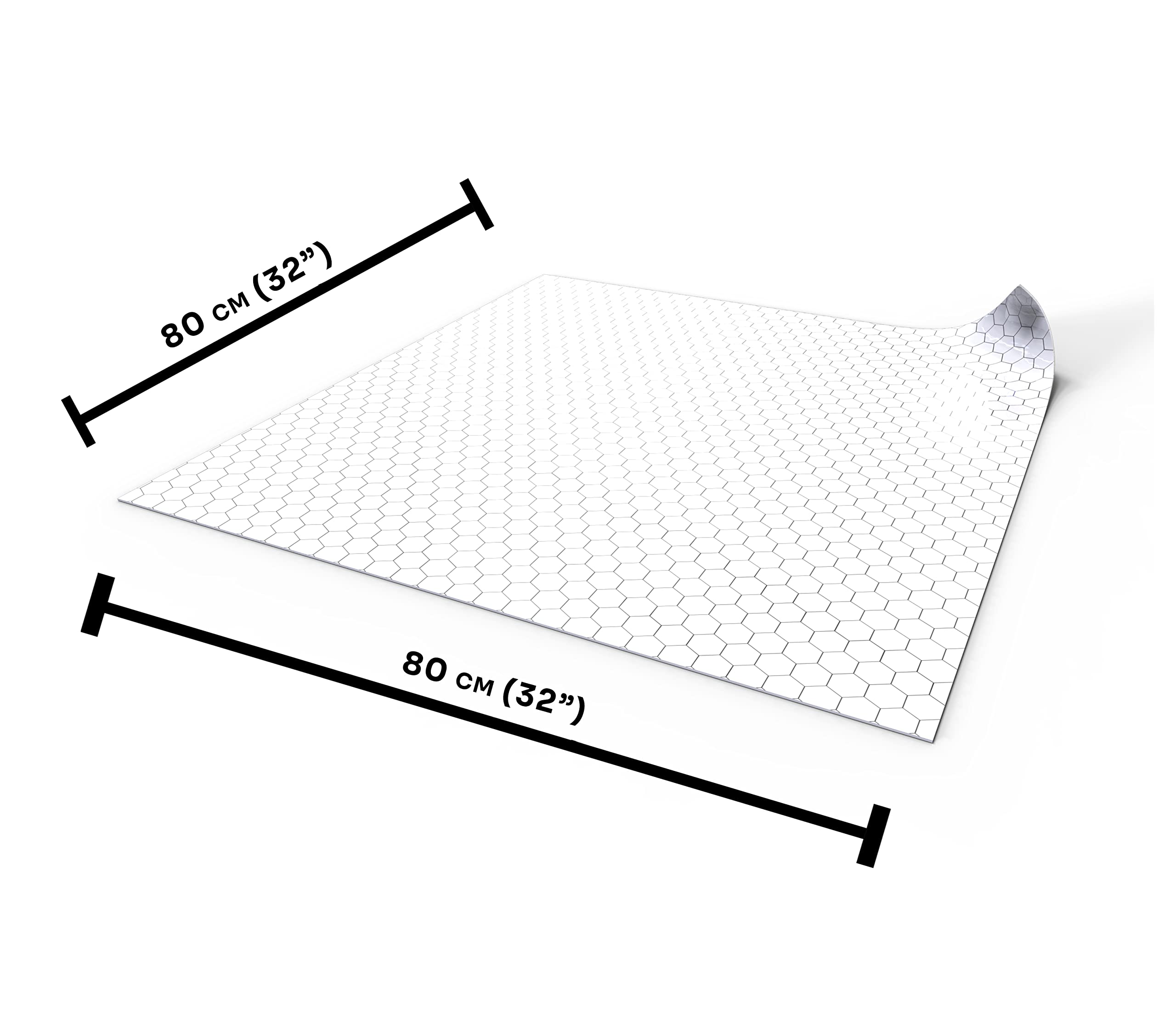 Dry-Erase RPG mat 80x80cm with hex Grid - Dry Wipe battlemat for Role Playing Games, Dungeons and Dragons (D&D), Pathfinder - White