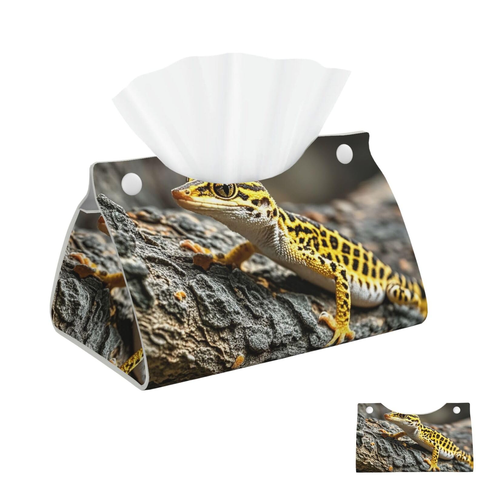 Leopard Little Gecko Tissue Box Cover Square Cube Boxes