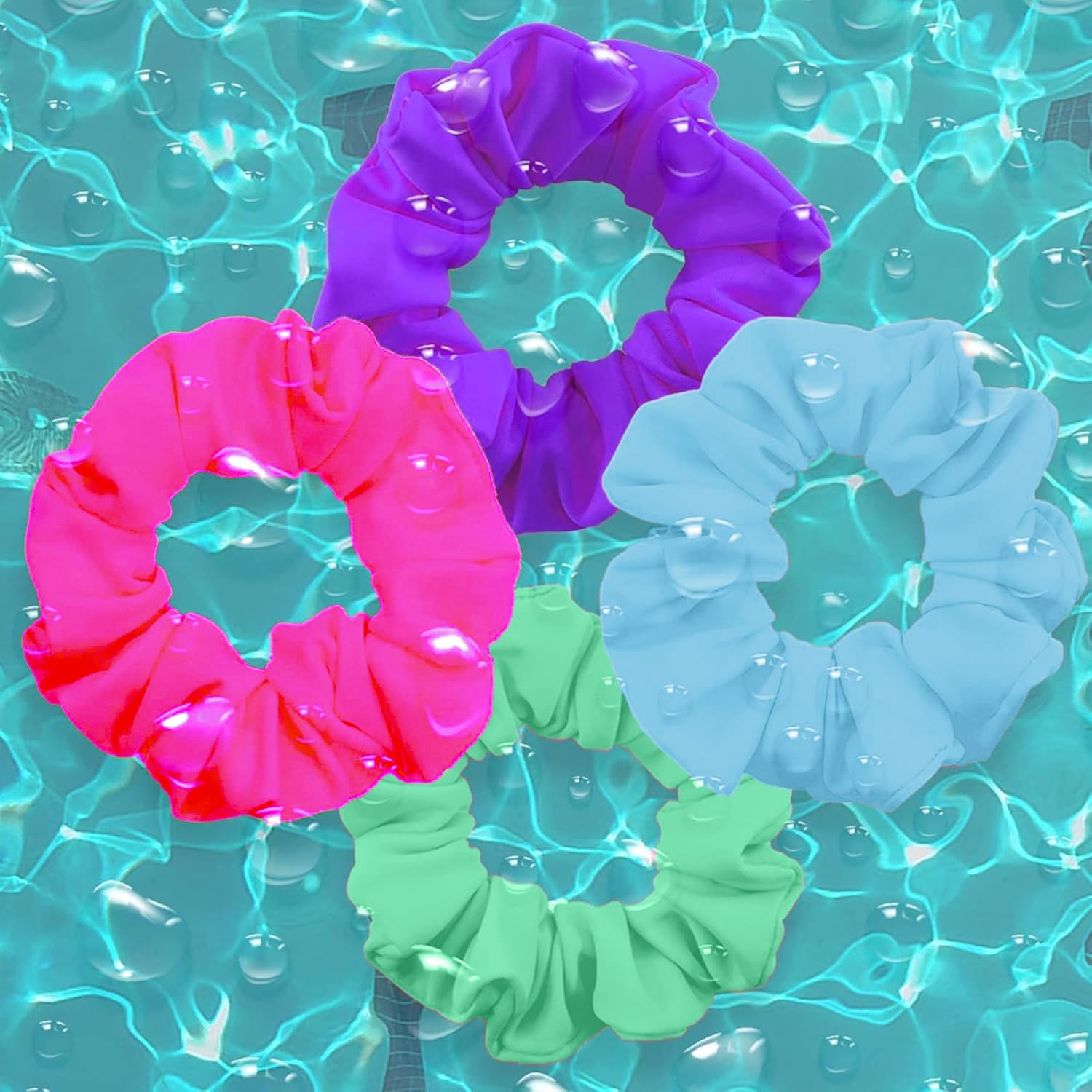 Simnice Wasserfeste Neon-Haargummis für Fitnessstudio, Pool-Haargummi, 16 Farben