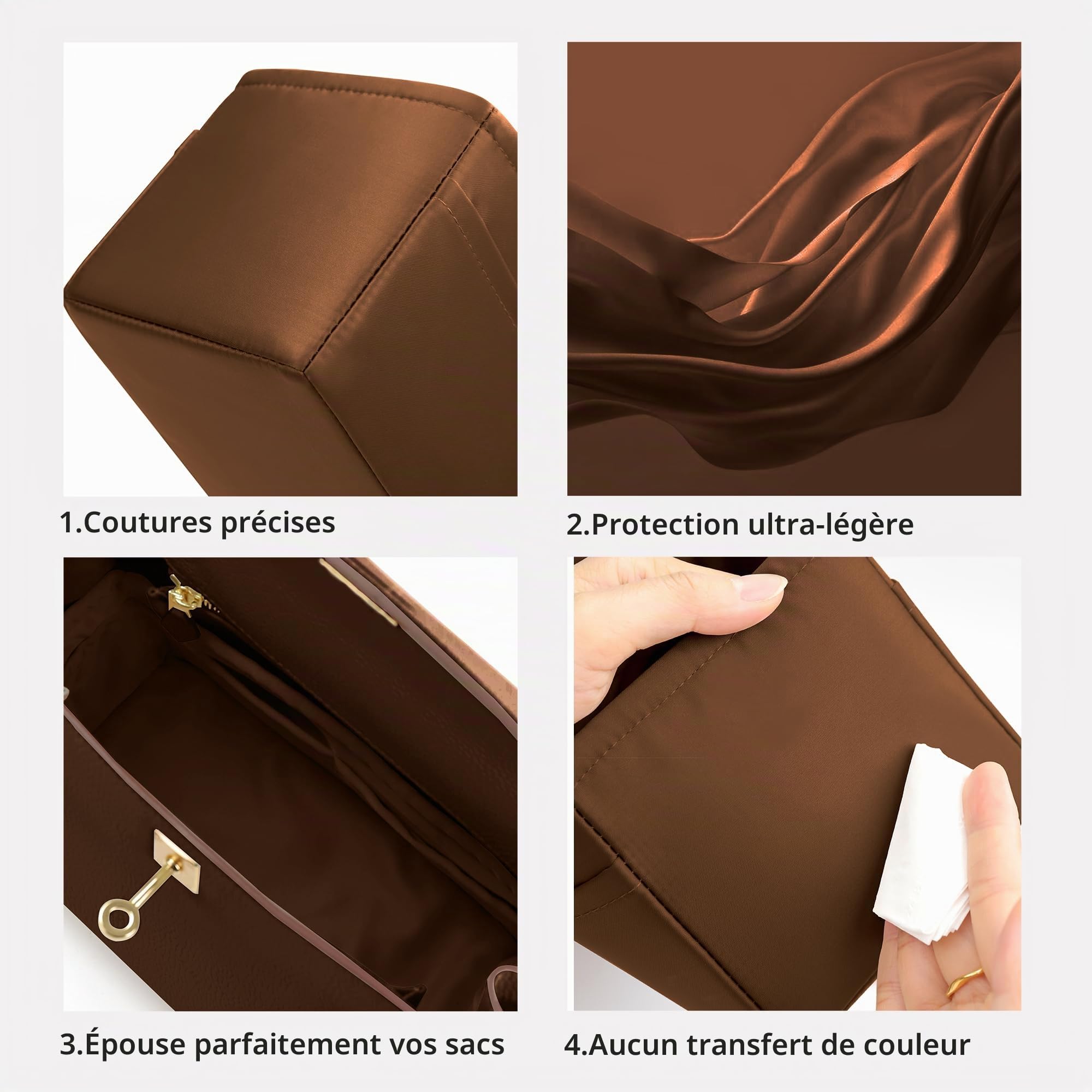 DGAZ Organisateur de Sac en Soie pour Hermes Birkin (30, Gold) | Soie Premium, Ultra Léger, Maintien de Forme Parfait, Protection Anti-rayure pour Sac de Luxe