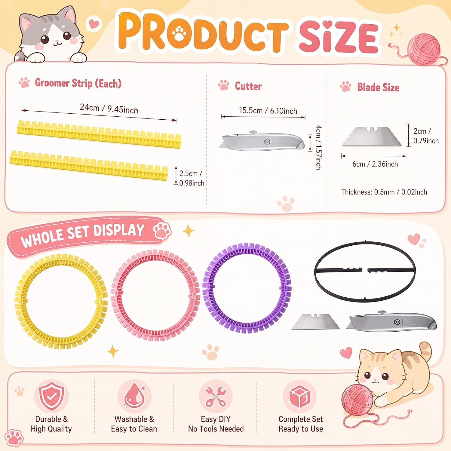 3 Pcs Cat Self Groomer Arch for Cardboard Boxes House