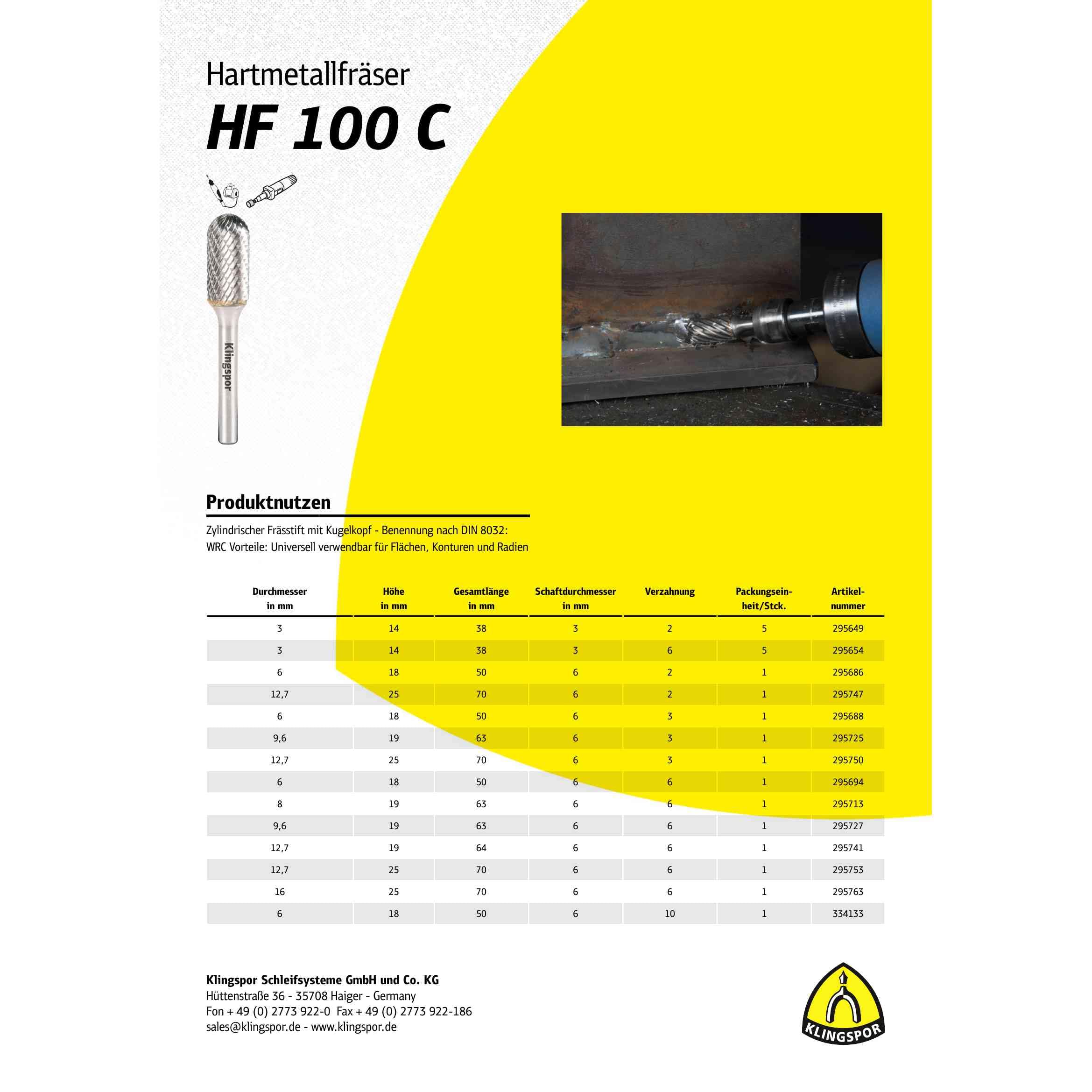 5 x Klingspor HF 100 C Fresa de metal duro, 3 x 14 x 3 mm, dentado simple. : 295649