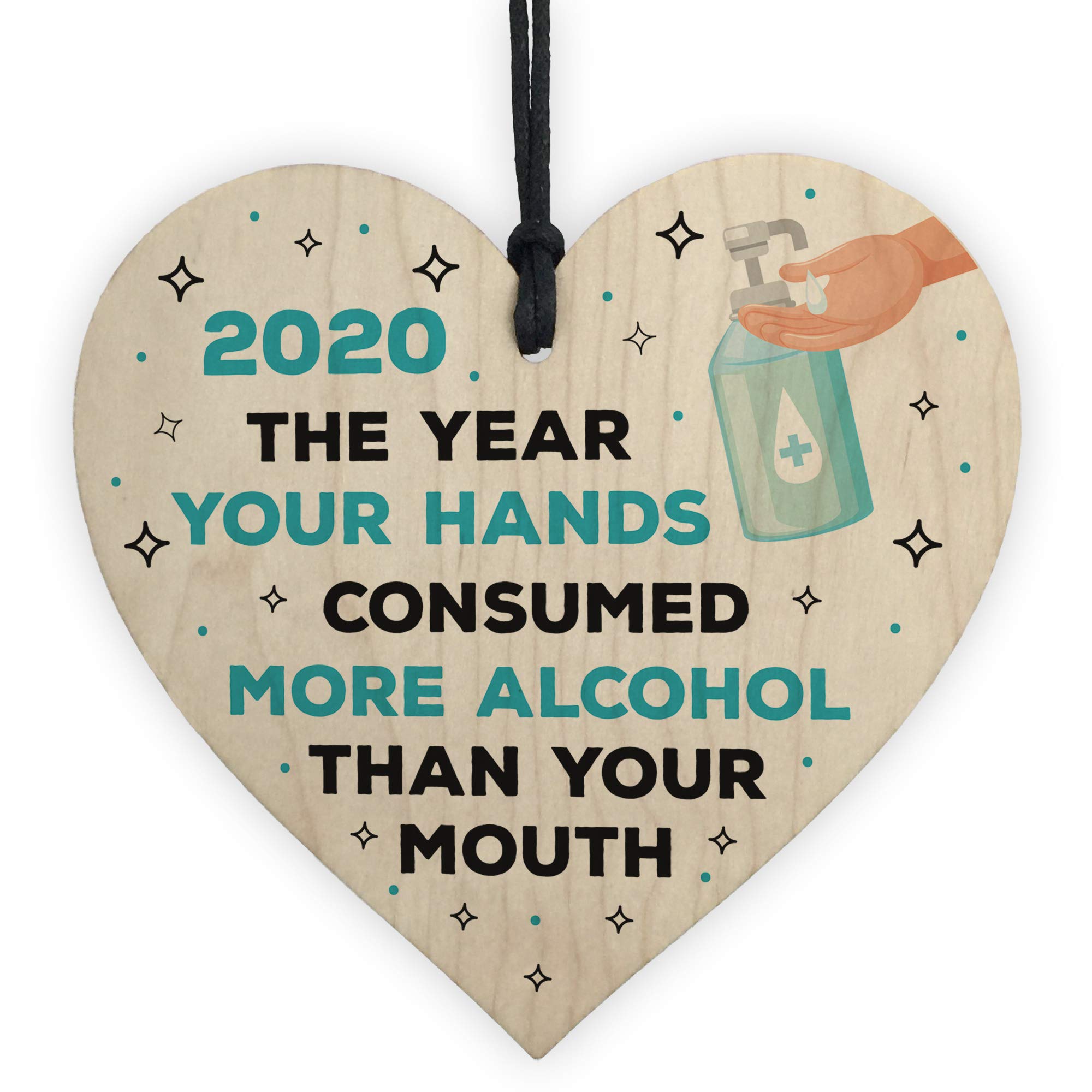 Funny Lockdown Gift Alcohol Gift Wood Heart Quarantine Gift Christmas Decoration