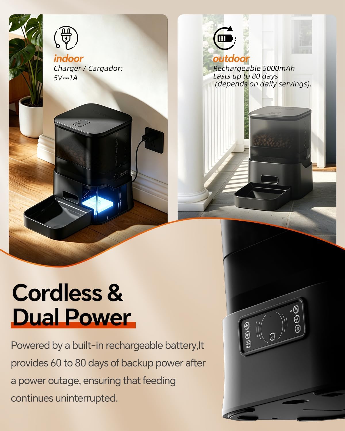 Dogness Comedero automático de 11 litros, para perros grandes, con temporizador de hasta 6 comidas al día, dispensador de comida para perros con temporizador, batería de 5000 mAh