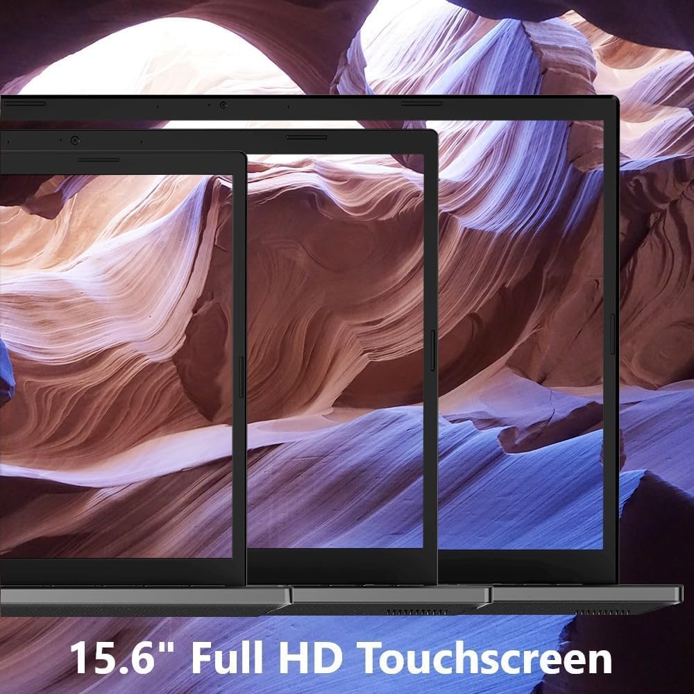 Three Acer Aspire 5 laptops showing 15.6 inch Full HD Touchscreen