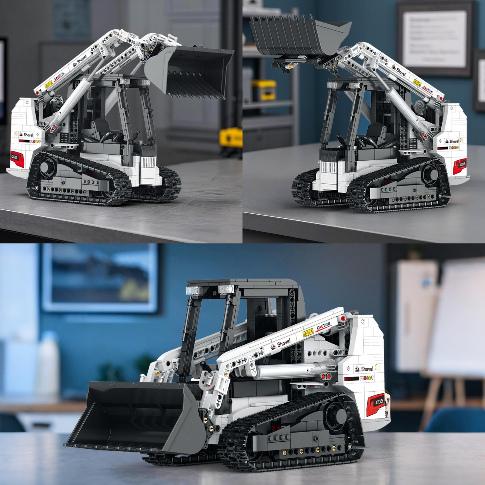 Reobrix Bobcat Lot de 1227 blocs de construction pour chargeur, télécommande télécommandée, jouet de construction de véhicule avec mode multijoueur 2,4 GHz 22004, cadeau pour enfants et