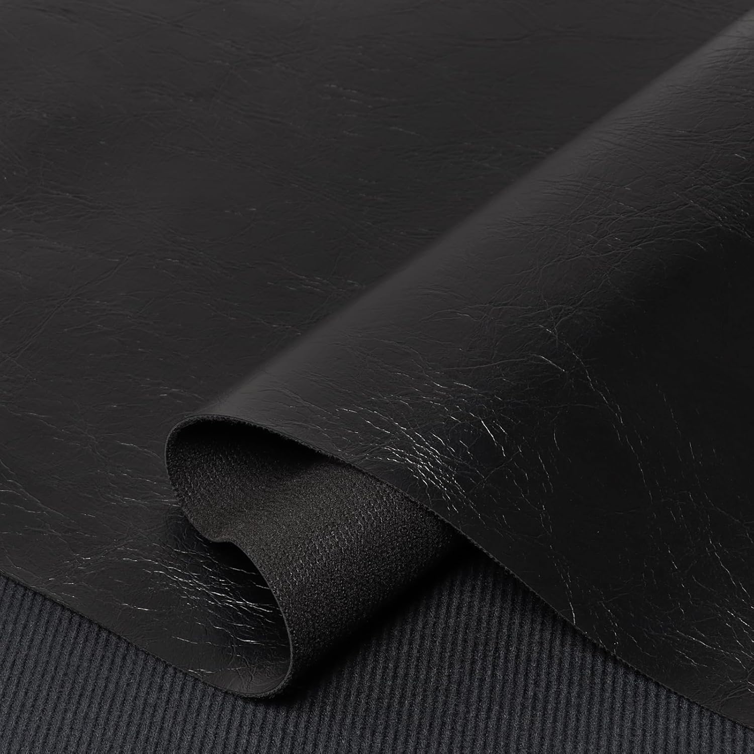 1mm Thick Faux Leather Marine Vinyl Material 36"x54" PU Faux Leather Fabric Waterproof Leather Durable for Mending, Repairing and Replacing Boat Seats (Black, 36inchx54inch)
