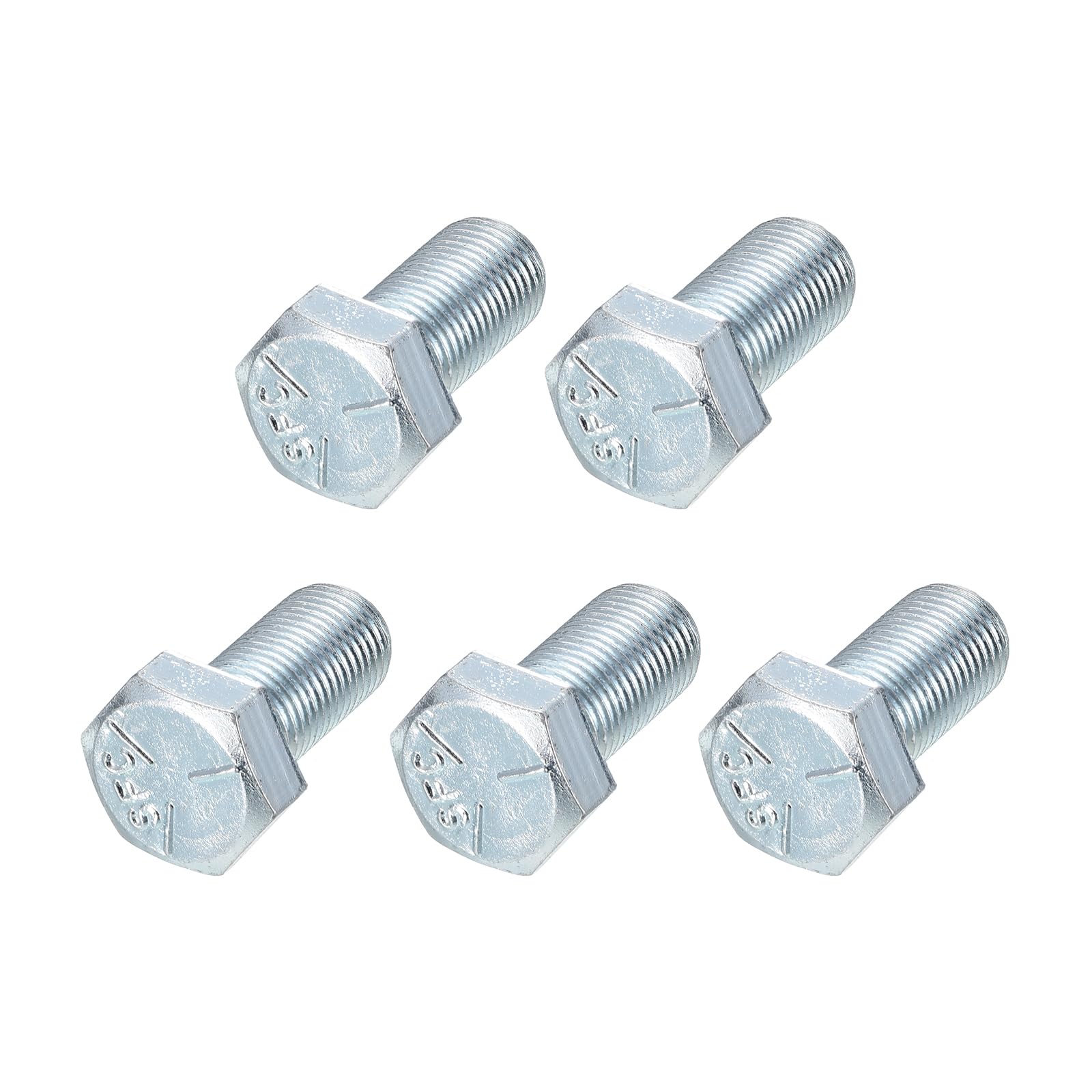 METALLIXITY Hex Bolts (1/2-20x1") 5Pcs, Carbon Steel Zinc Plated Fully Threaded, UNF Fine Thread Hex Head Screw Bolt