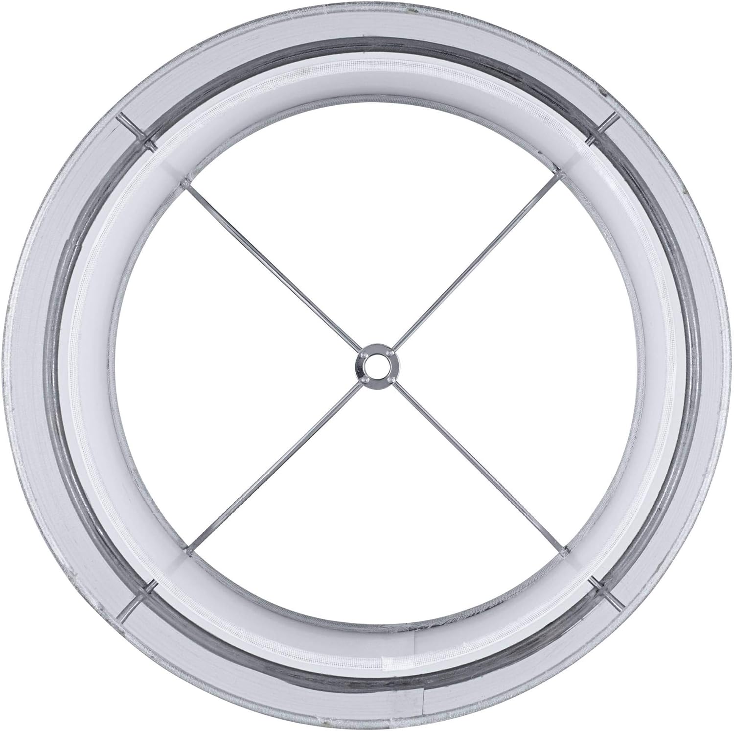 Silver and White Double Sheer Medium Drum Lamp Shade (Pre-Assembled) 12" Top x 12" Bottom x 9" High (Spider) Replacement with Harp and Finial - Springcrest