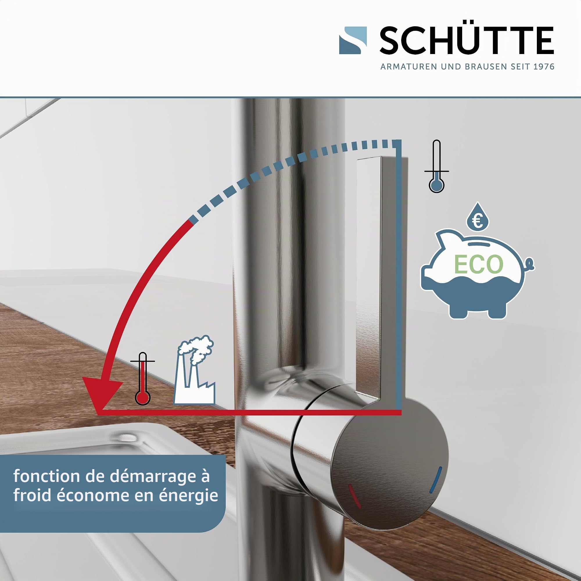 SCHÜTTE Miami 79142 Robinet de cuisine 360° avec douchette magnétique extensible pour évier de cuisine Graphite