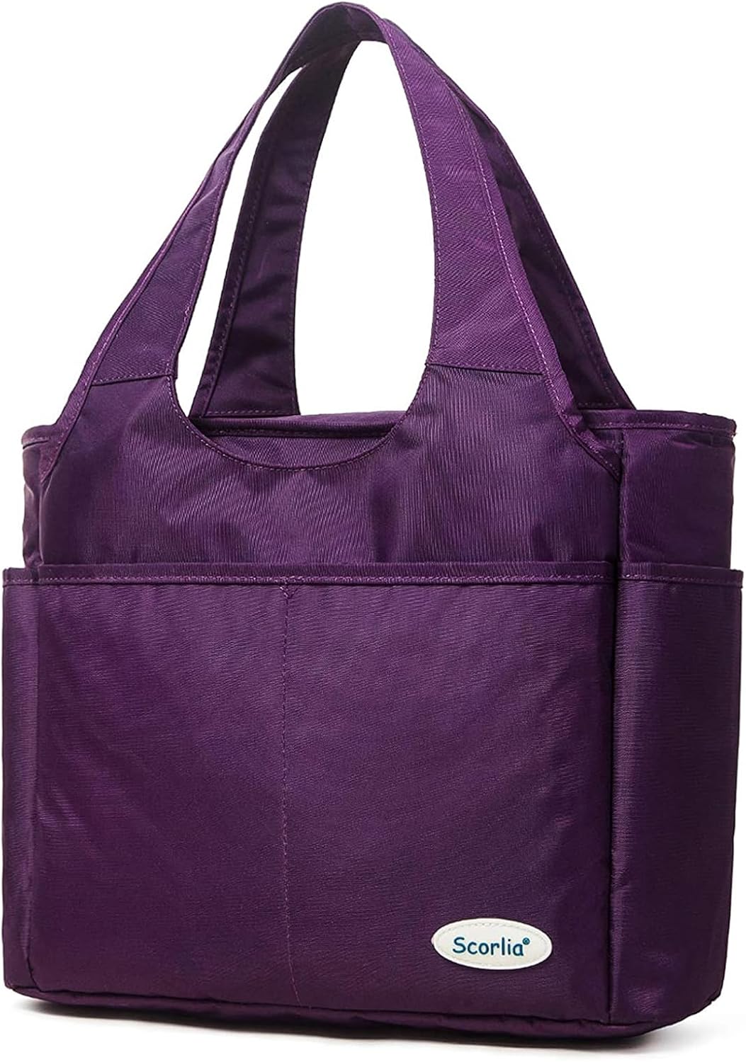 Large Insulated Lunch Tote Bag for Women Men, Leakproof Cooler Lunch Box Shoulder Purse with Side Pockets for Work - Purple