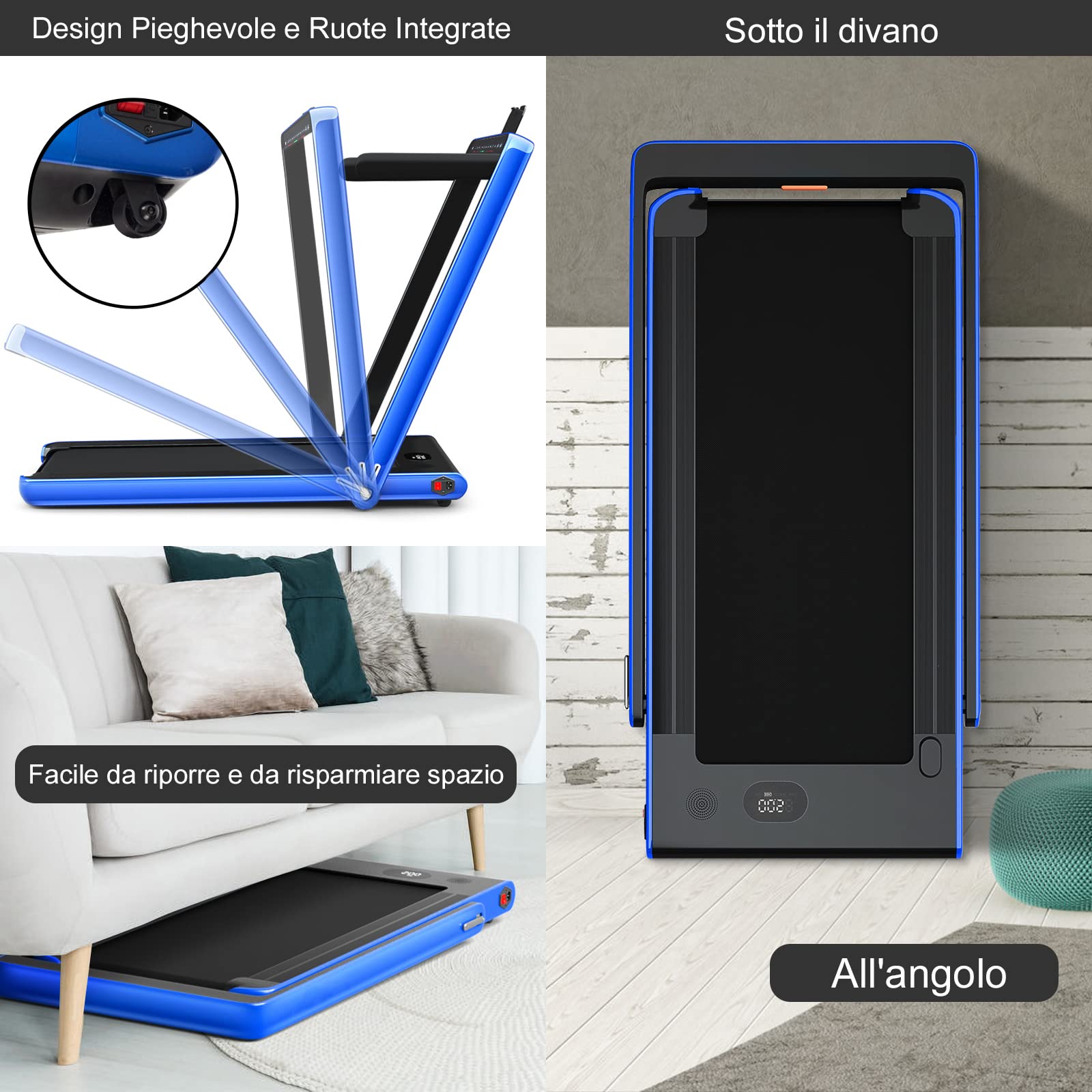 COSTWAY Tapis Roulant Elettrico Pieghevole - Con App, Bluetooth, Portata 120kg - Foto 11
