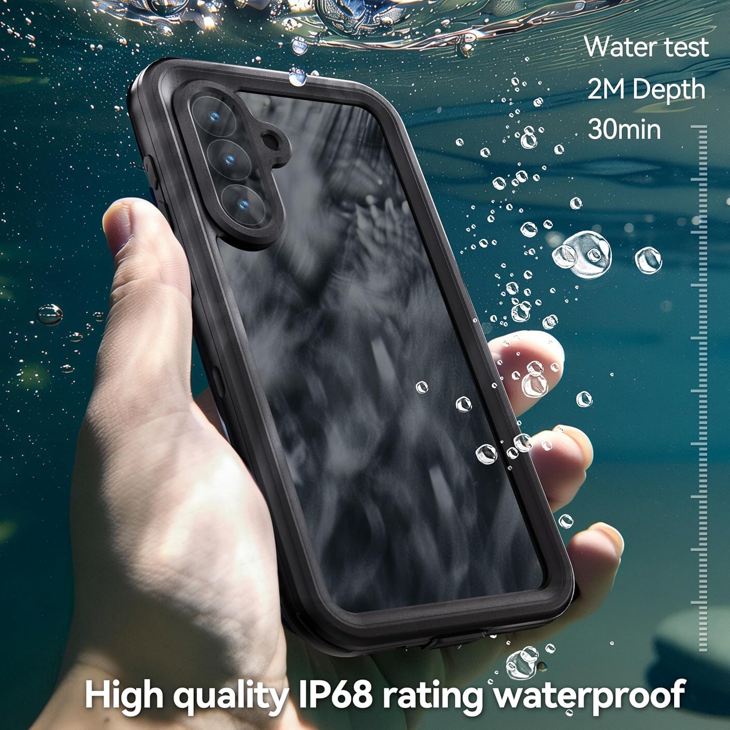 für Samsung Galaxy A56 5G wasserdichte Hülle mit integriertem Kamera- und Displayschutz, [IP68 wasserdicht] [Militärischer Fallschutz], 360° Vollschutz-Unterwasserhülle für A56 (Schwarz)