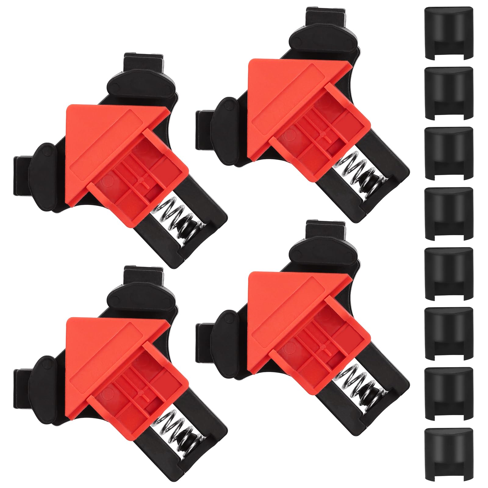 Glarks 12Pcs 90 Degree Corner Clamps Set, Heavy Duty Woodworking Right Angle Clamps Adjustable Spring Loaded Fixing Clip Clamp Tool with Single Handle for Drilling Welding Frame Cabinet