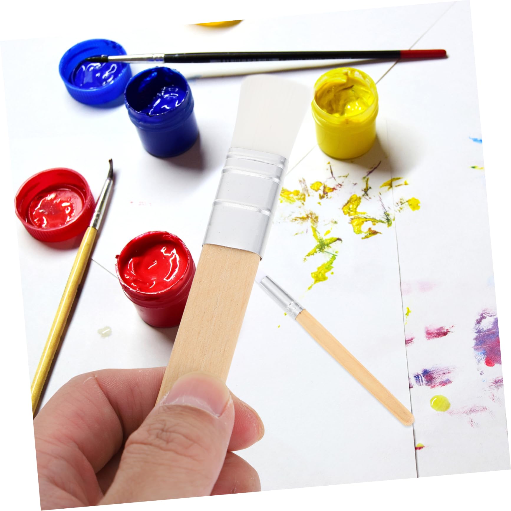jojofuny Ensemble de 6 Pinceaux Aquarelle en Laine Brute pour Garçon et Filles Fournitures de Peinture Outils de Dessin Pinceaux Courts Art et Loisirs Matériel Artistique