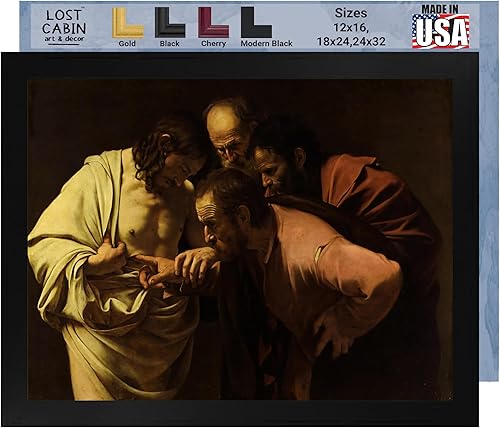 Doubting Thomas por Caravaggio - Póster enmarcado para decoración de pared, pintura de obras de arte finas, pósteres e imágenes, impresiones de