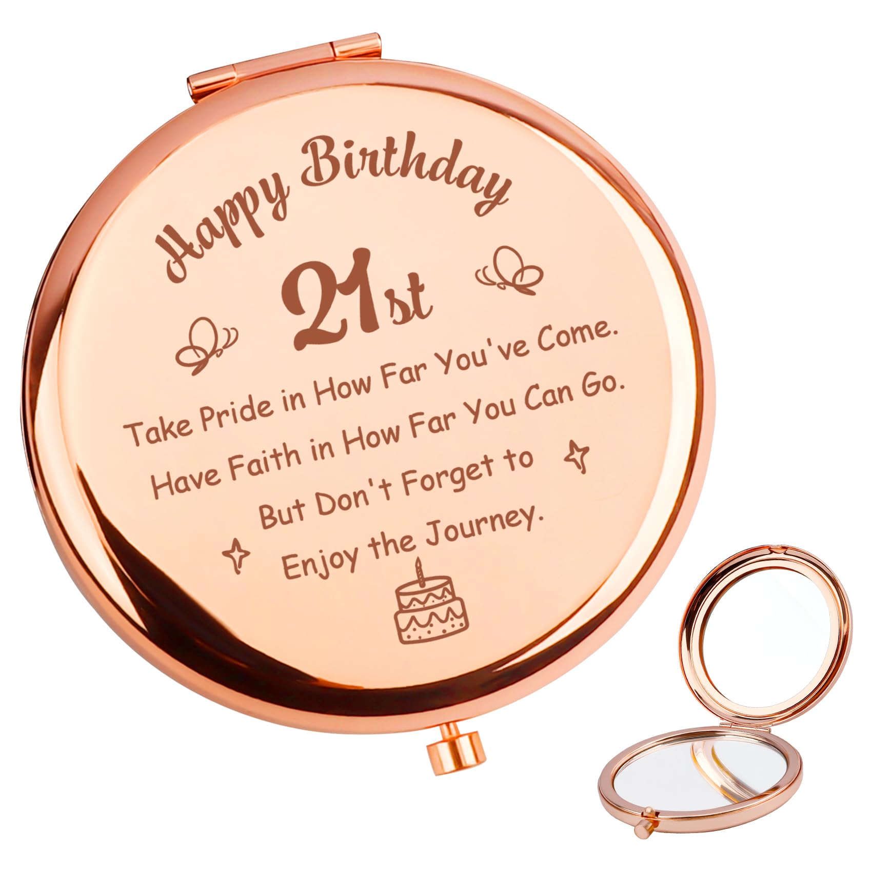 21st Birthday Gifts For Her Girls Women Gifts For 21 Year Olds Girls Compact Mirror 21st Birthday Gifts For Granddaughter Friend Sister Daughter Gifts For 21st Birthday Female 21st Birthday Gift Ideas