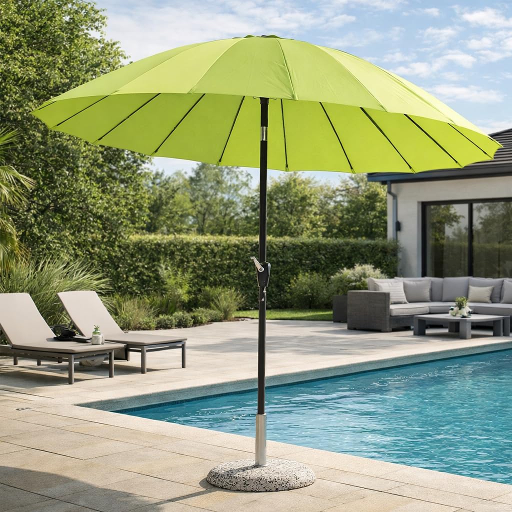 Brigros Estosa - ombrellone da giardino Atlanta 240 cm x 236 h palo in alluminio 18 stecche in fibra di vetro 6 mm telo in poliestere 180 gr con camino antivento