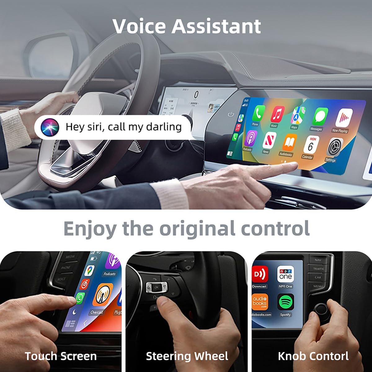 Adaptateur Sans Fil CarPlay pour iPhone et Android Auto - 2 in 1 USB vers Wireless Dongle, Conversion Câblé vers Sans Fil, Connexion Auto 5.8GHz WiFi, Compatible Voitures dès 2016, iOS 10+ Android 11+