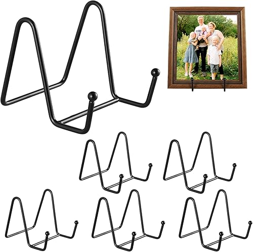 Soportes de exhibición de platos, paquete de 6 unidades, soportes de metal negro para libros, imagen, caballete de fotos, plato, coleccionables,