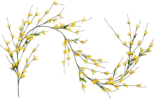 Guirnalda floral de primavera artificial amarilla de 5 x 2 pulgadas, sin iluminación