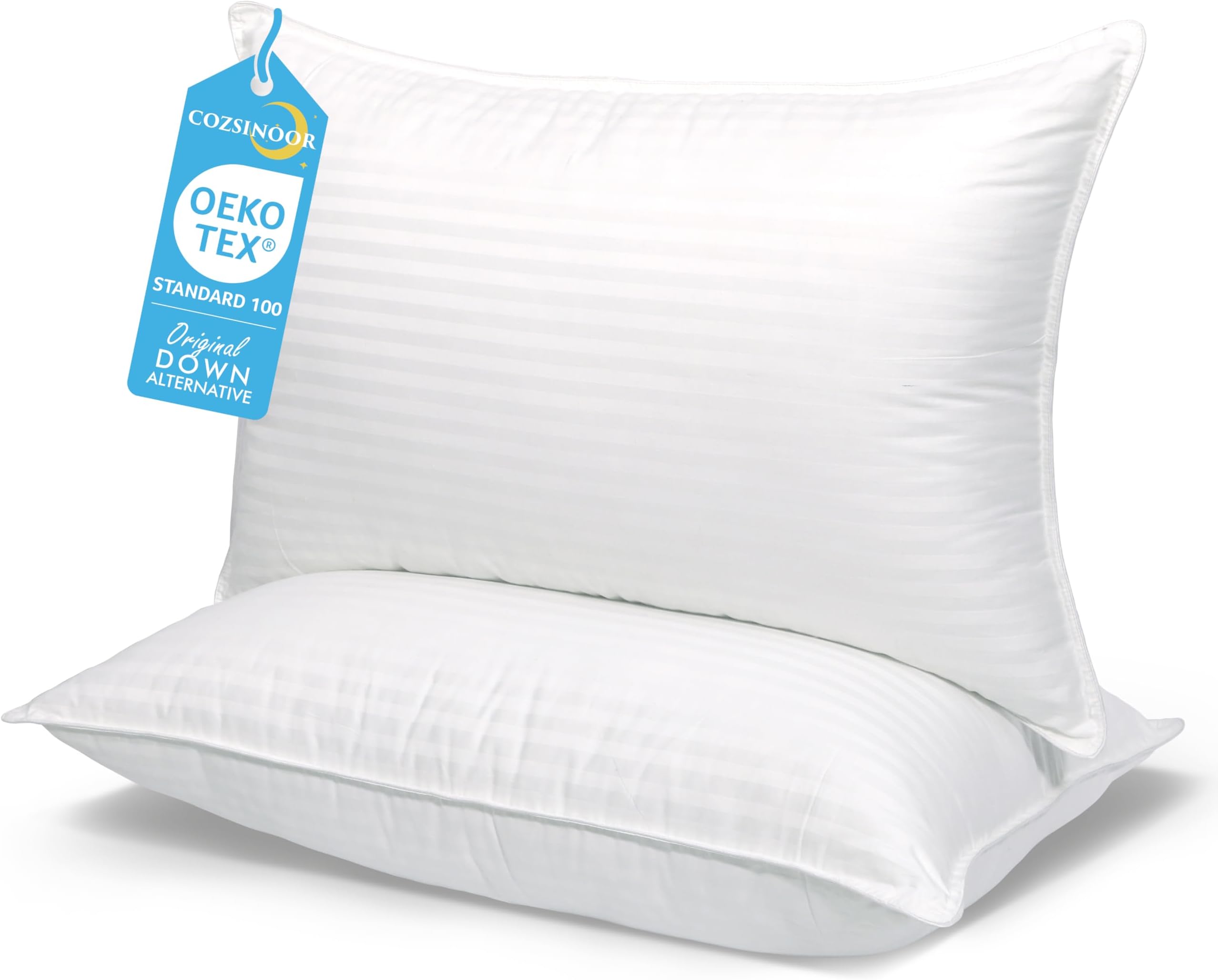 Bed Pillows for Sleeping Hotel Quality Luxury Down Alternative Plush Pillow - Cooling Breathable Soft Premium Microfiber Cover for Side Back and Stomach Sleepers (Queen Size (Pack of 2))