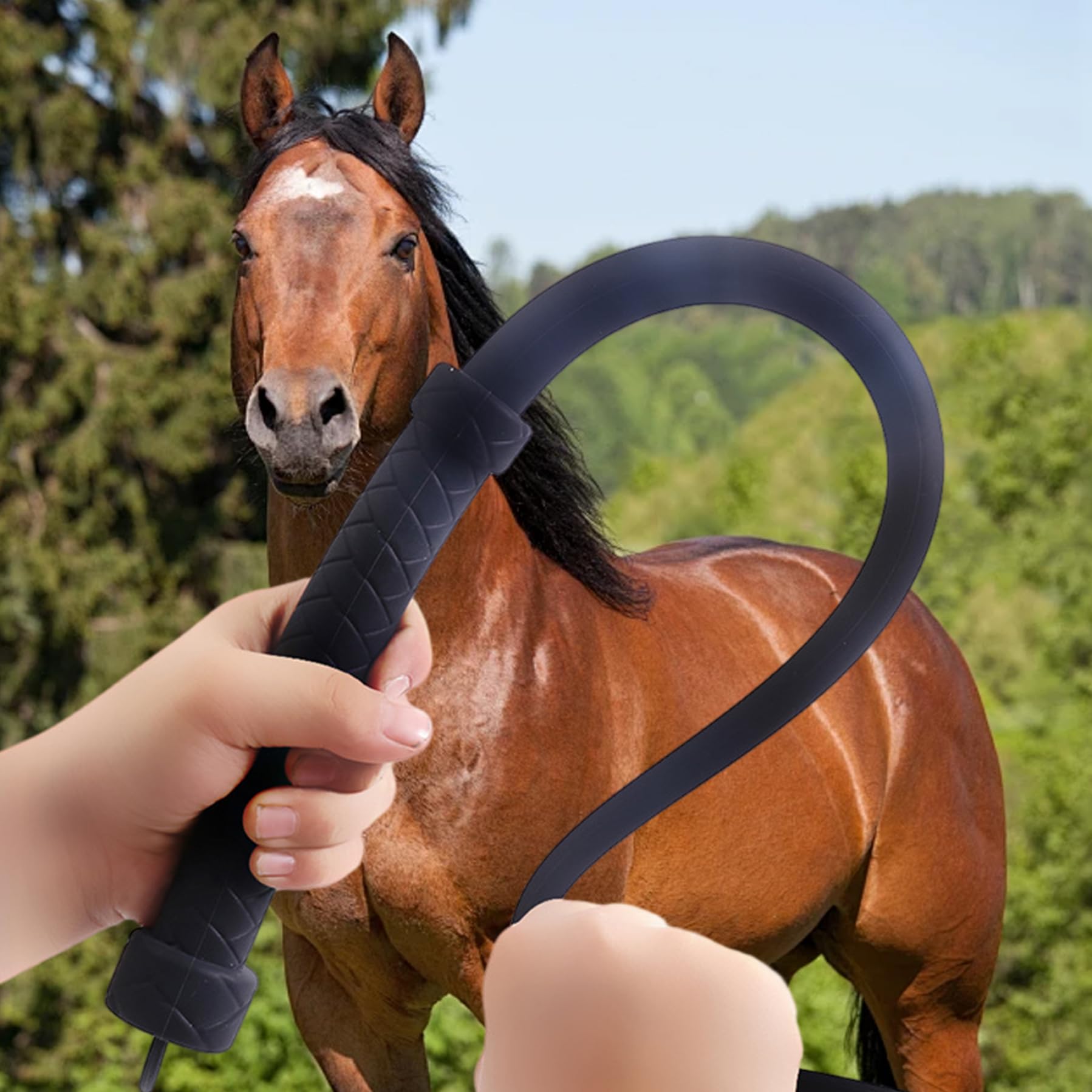 Látigo para Caballos de Silicona 24 Pulgadas Fusta Montar Entrenamiento Mango Antideslizante