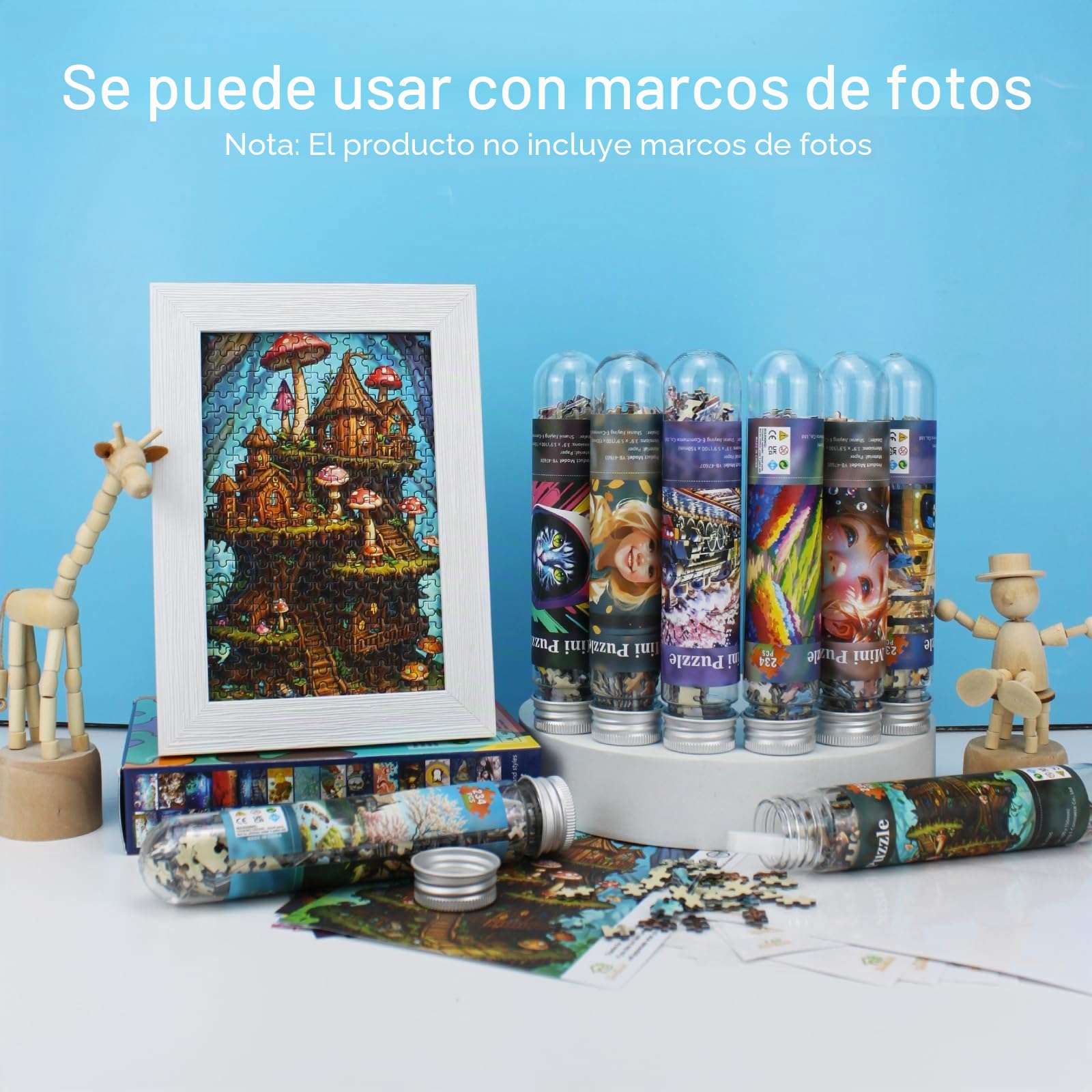 Paquete de 8 Puzzles Mini para Adultos - Puzzle Micro Desafiante de 234 Piezas, Puzzle Pequeño en Tubo de Ensayo, Puzzle de Bolsillo Portátil para Viaje, Regalo Ideal, 10x15 cm
