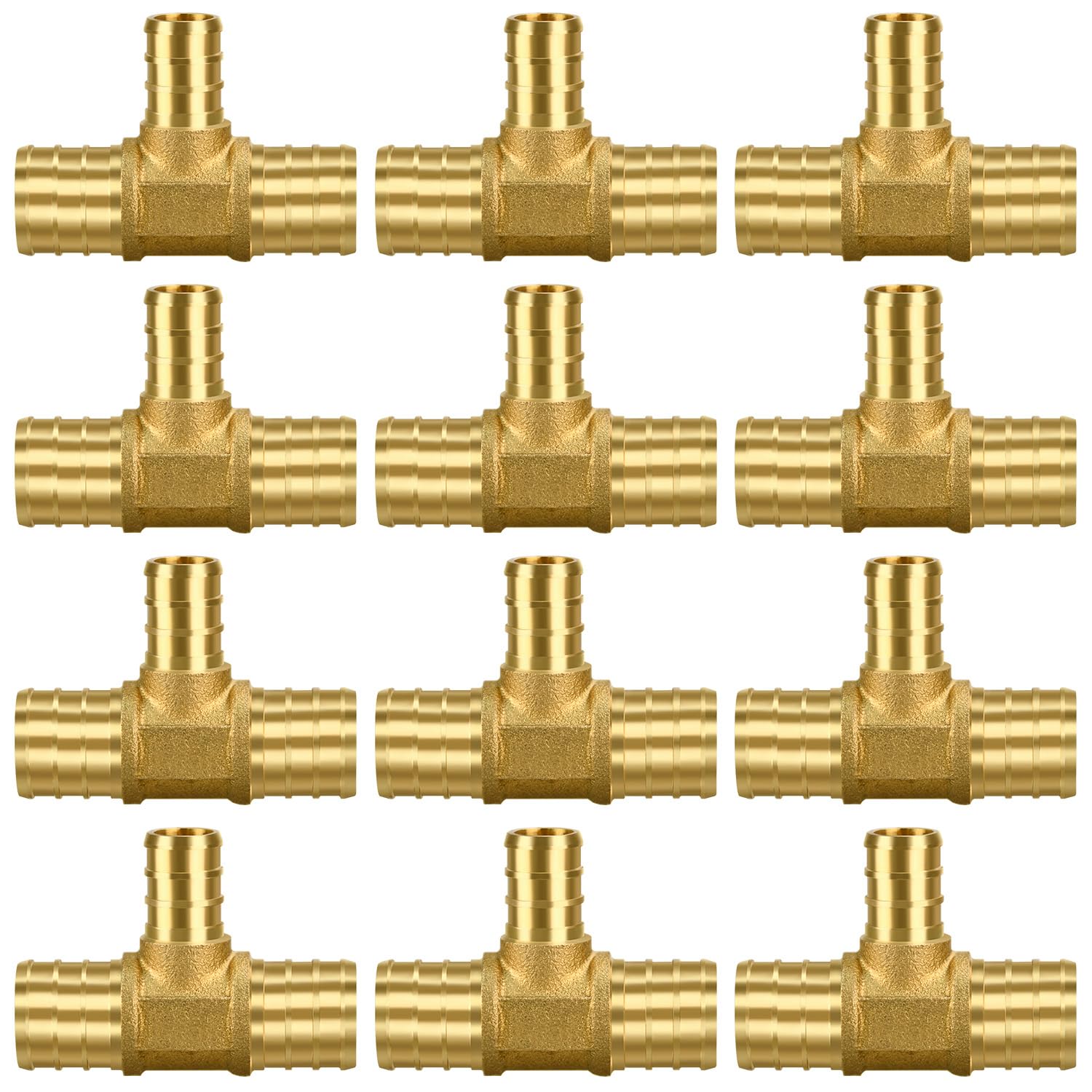 Photo 1 of 12 Pack 3/4" × 3/4" × 1/2" Brass PEX TEE Fittings
