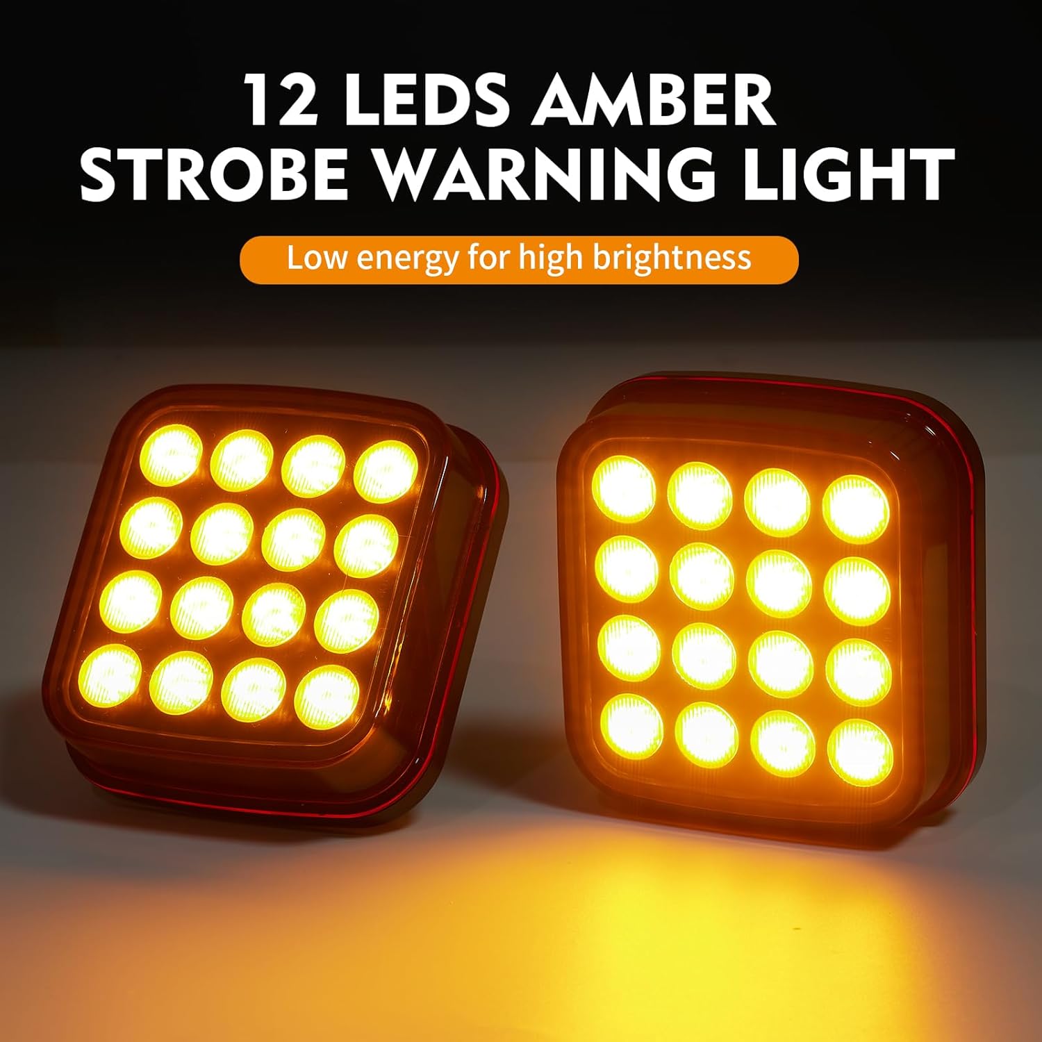 Magnetic Strobe Lights - Wireless Strobe Hazard Light Kit for Trucks Rechargeable Magnetic Flashing Beacon Lights for Vehicles & Trailers (Amber)