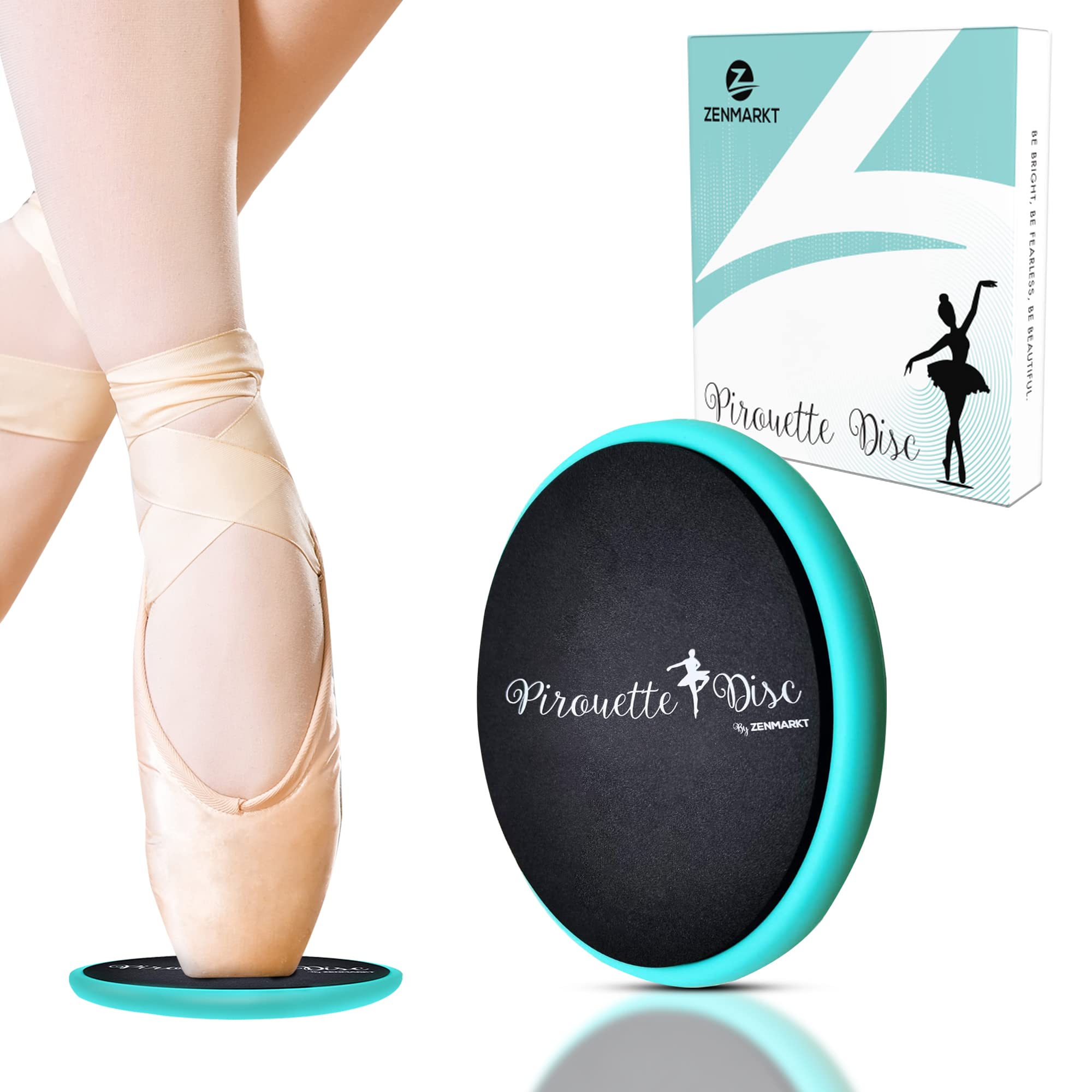 Zenmarkt Ballet Pirouette Disc for Dancers - Portable Turn Disc for Dancing on Releve, Gymnastics and Ice Skaters - for Better Pirouette Technique, Releve, Turns and Dance Spinning (Sky Blue with box)