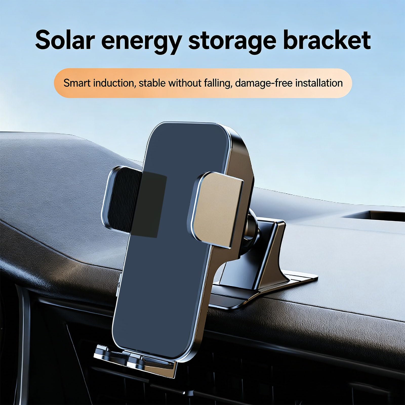 Supporto per telefono solare girevole per cruscotto ' auto con tecnologia anti-vibrazione a gradini e supporto per telefono con presa rapida e forte presa