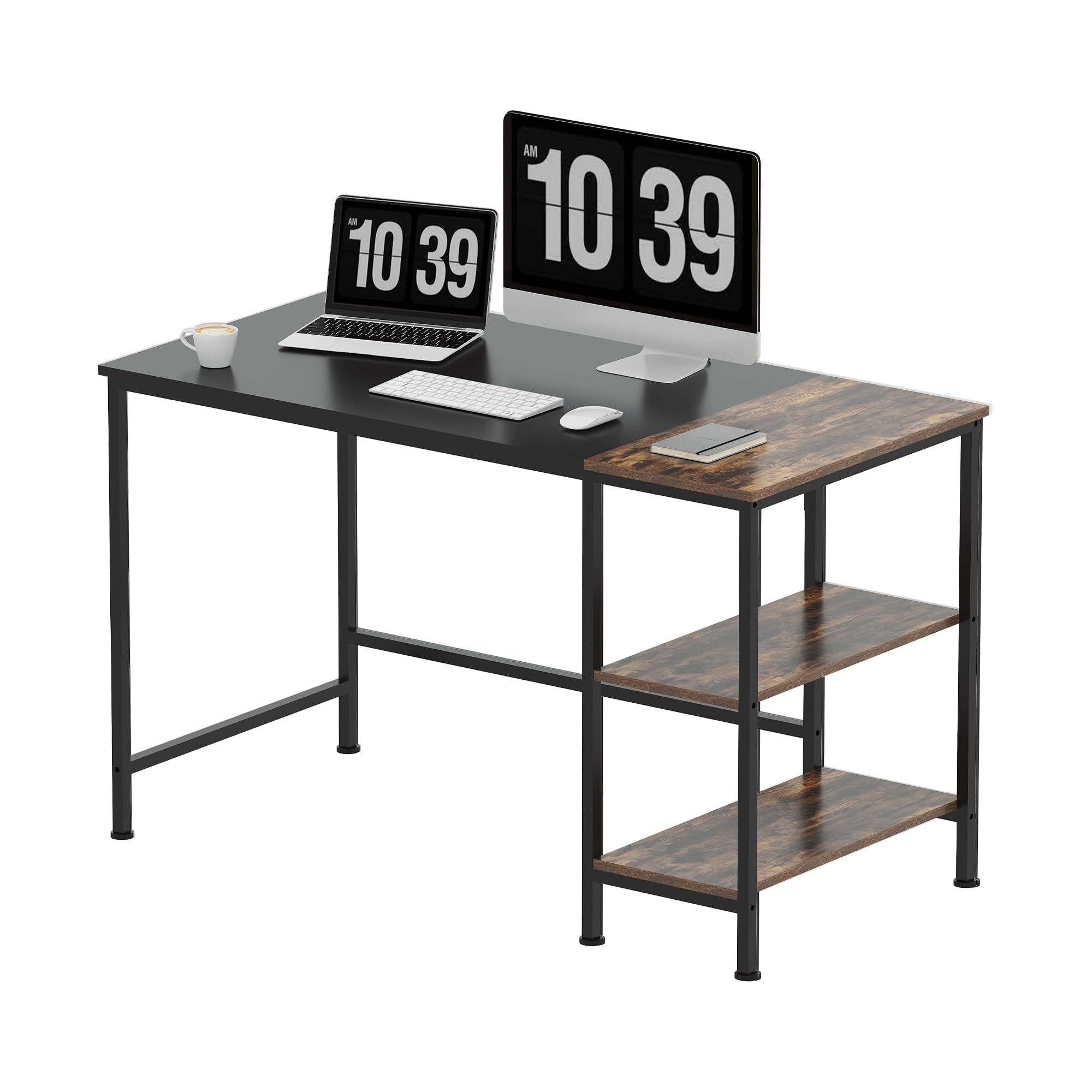 SANODESK FD4 Gaming Desk in a home office setting with a computer and laptop