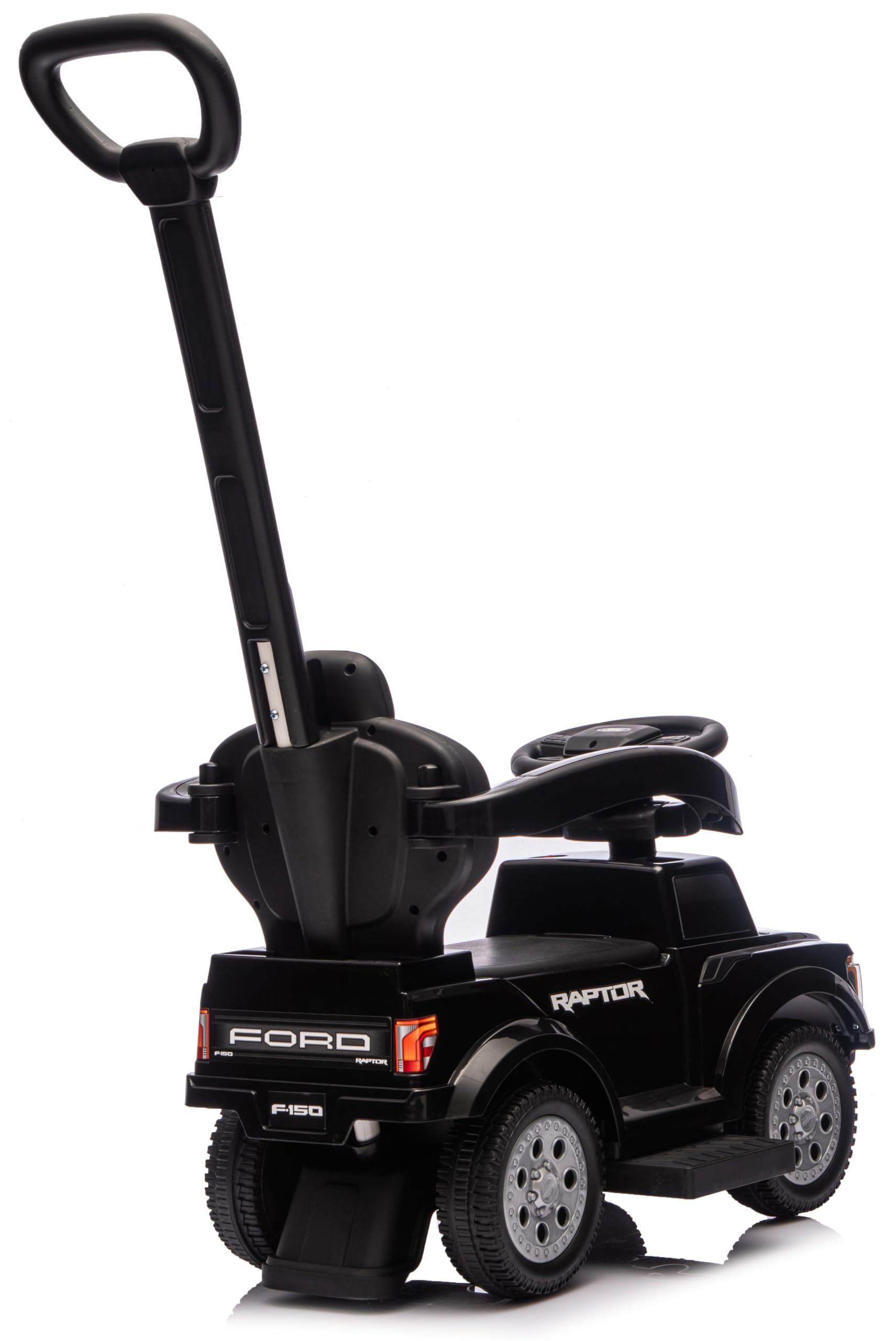 sun baby Jeździk z pchaczem dla dzieci od 12 miesięcy – Ford Raptor – duże koła terenowe, światła LED, siedzisko z oparciem i schowkiem, do 25 kg, czarny