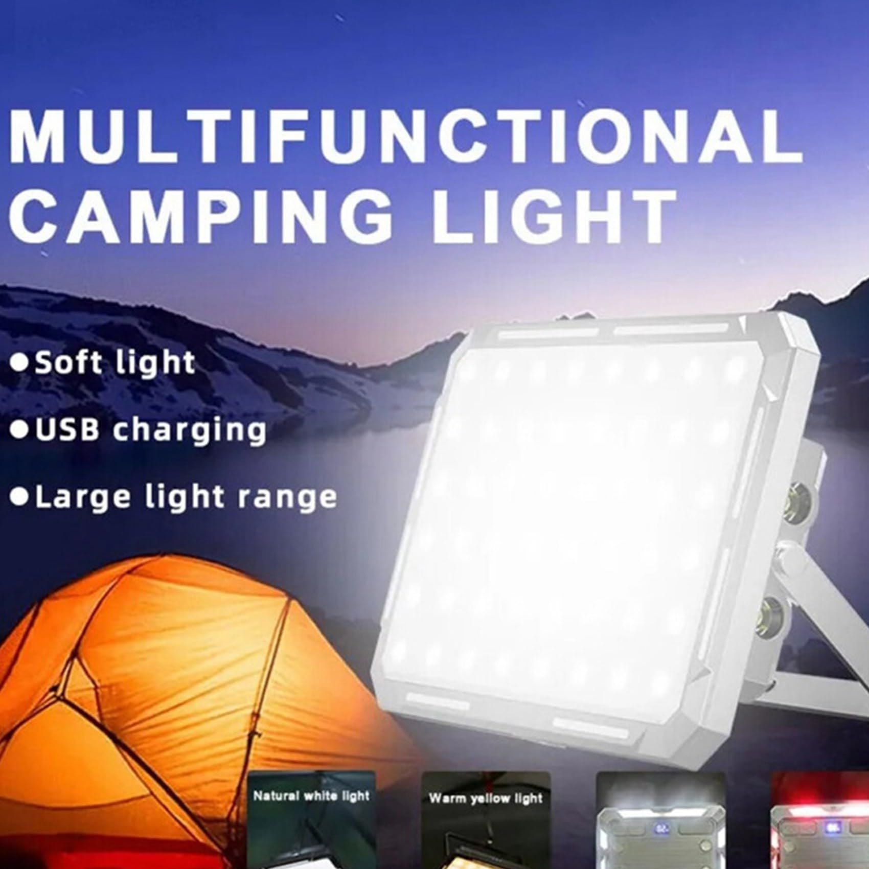 4X Lumière Portative de de Camping de LED Projecteur Rechargeable Éclairage Extérieur de Secours Lampe de Nuit Suspendue Imperméable