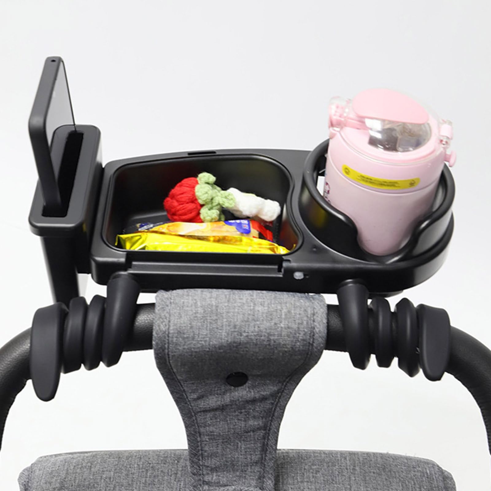 Portabottiglie 3 in 1 per passeggini e bevande, per snack e bevande, per passeggini, vassoio per cibo e telefono, organizer rimovibile