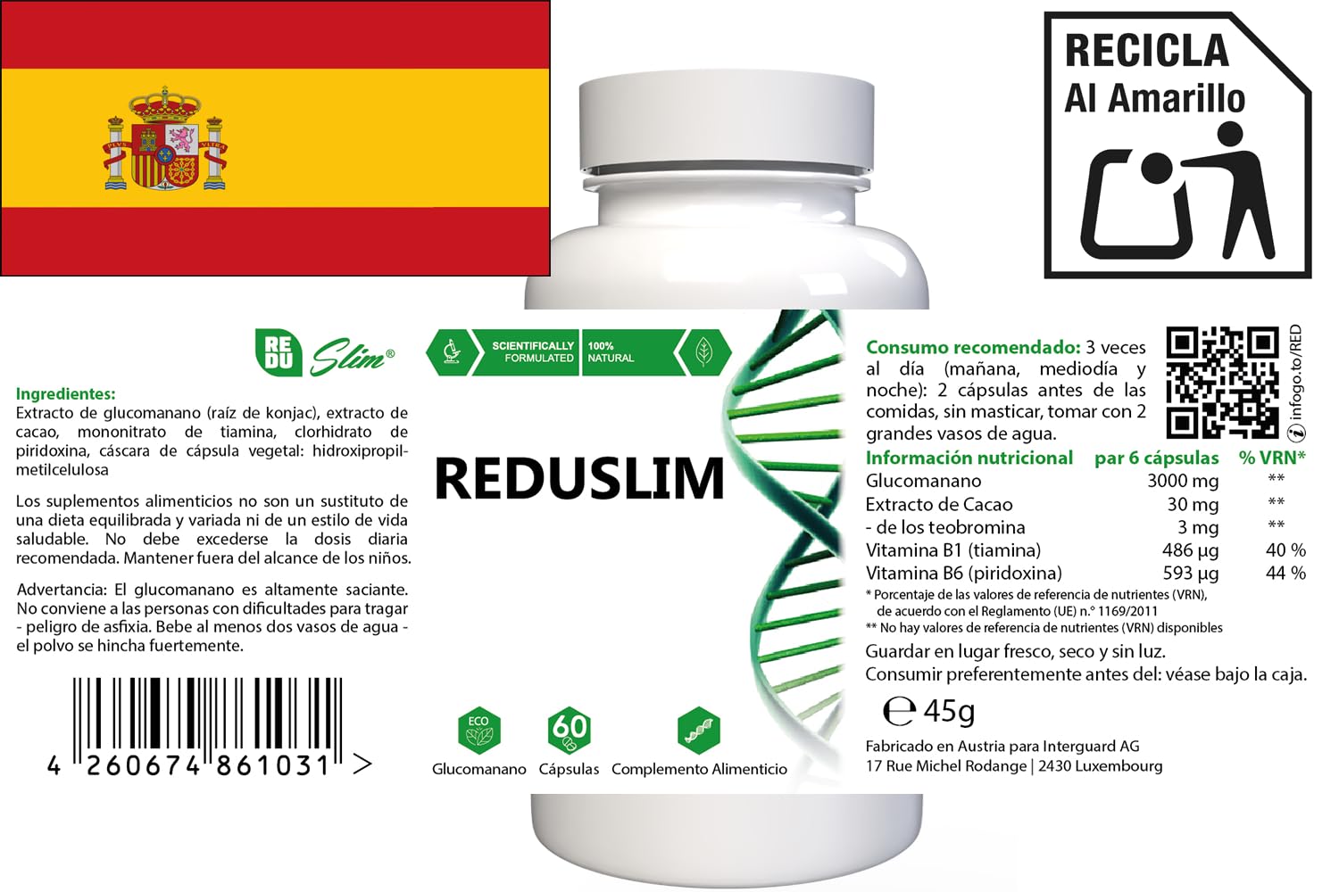 Reduslim - 120 capsule (2 x 60 capsule), confezione da 2 pezzi
