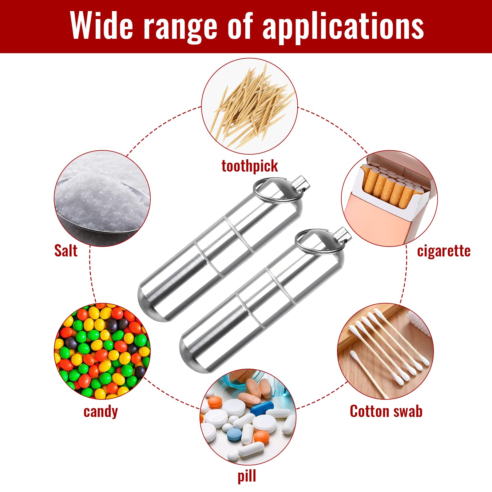 Portasigarette Mini In Alluminio - 2 Pezzi, Impermeabile, Con Portachiavi, Argento - Foto 5