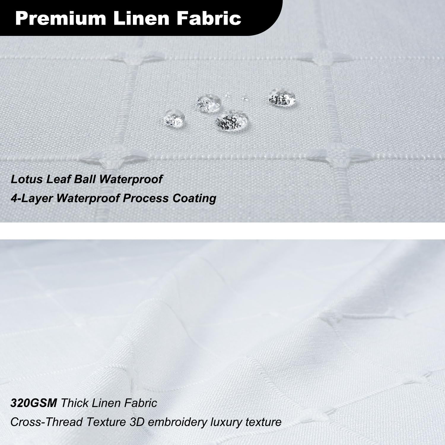 Cortina de Ducha Bohemia Tejido con Textura de Lino Cortina de baño con borlas Resistente al Agua Lavable Cortina de Ducha Estilo Bohemio rústico con Ganchos 180 x 210 cm Blanco