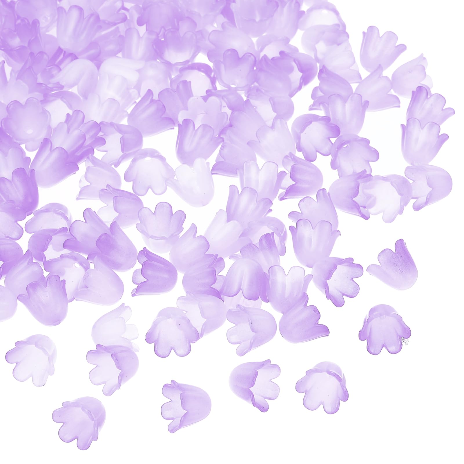 PATIKIL 10x8x1.5mm Frosted Flower Beads, 500Pcs Acrylic Flower Bead Caps for DIY Crafts Lilac Purple