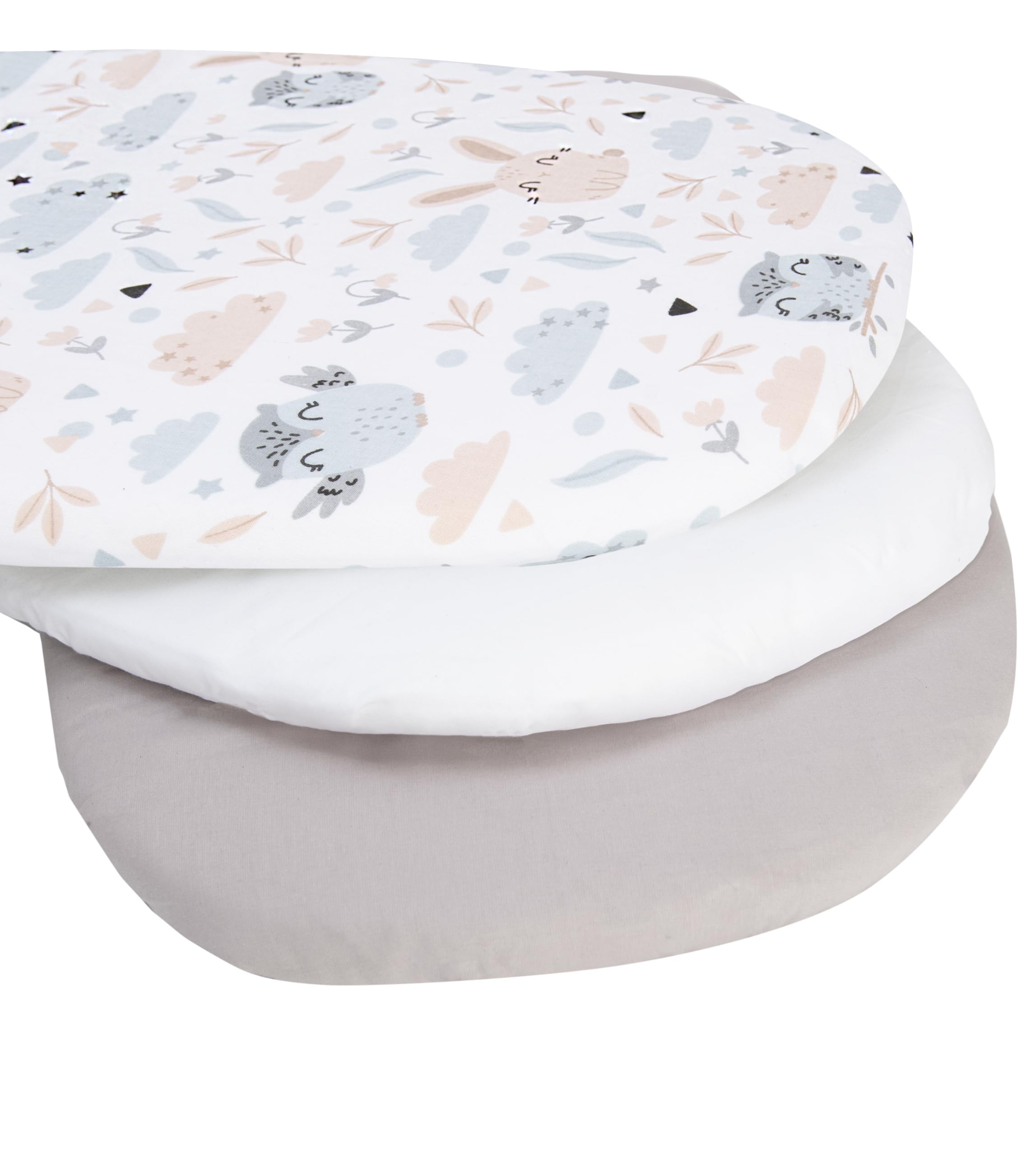 Medi Partners Set of 3 pcs. Fitted Sheet Pram 86 x 40 cm 100% Cotton Mattress Protector Baby, Glade-white-grey, Three pack - Image 2