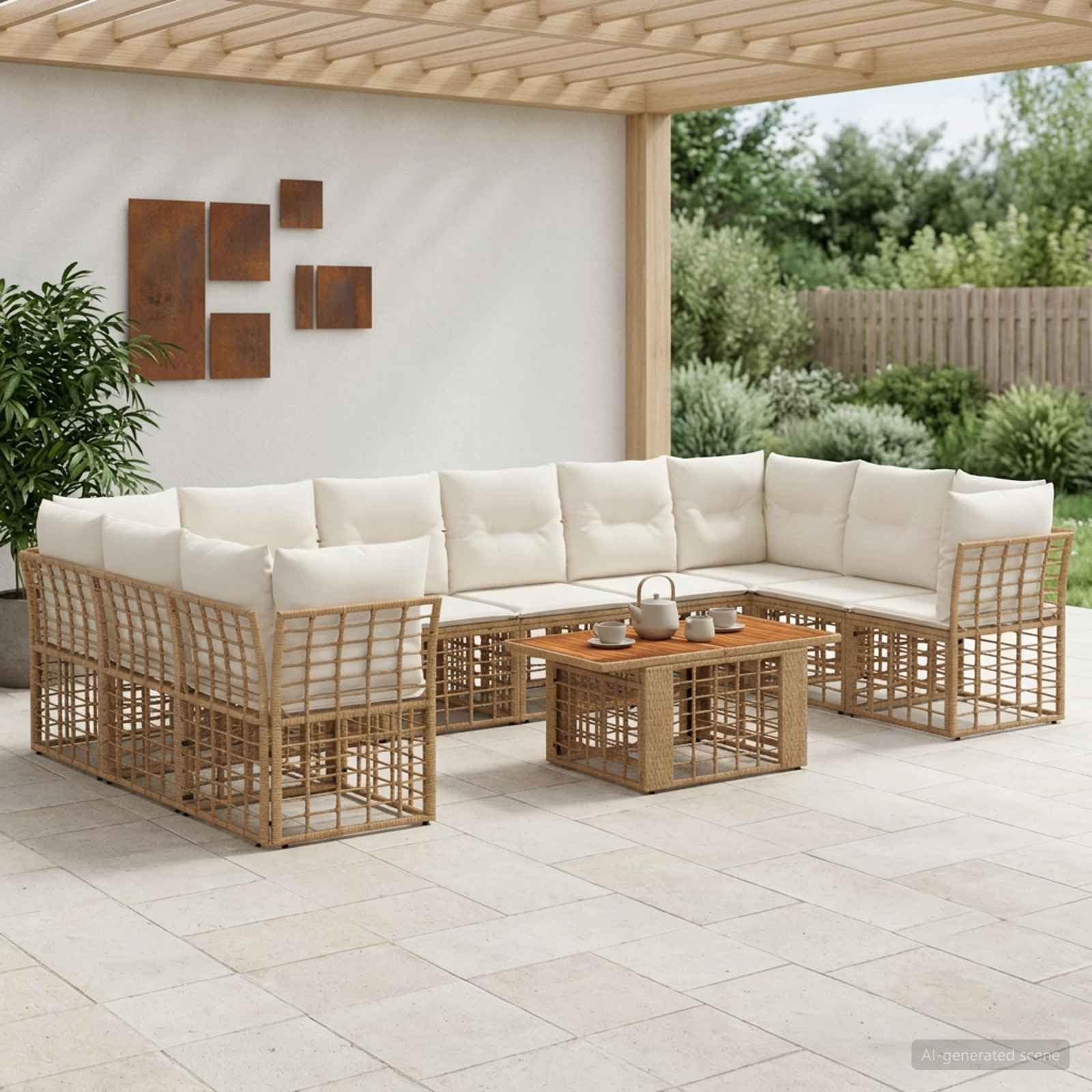 Hothingwell 11-częściowa modułowa sofa zewnętrzna poli rattan brązowy i