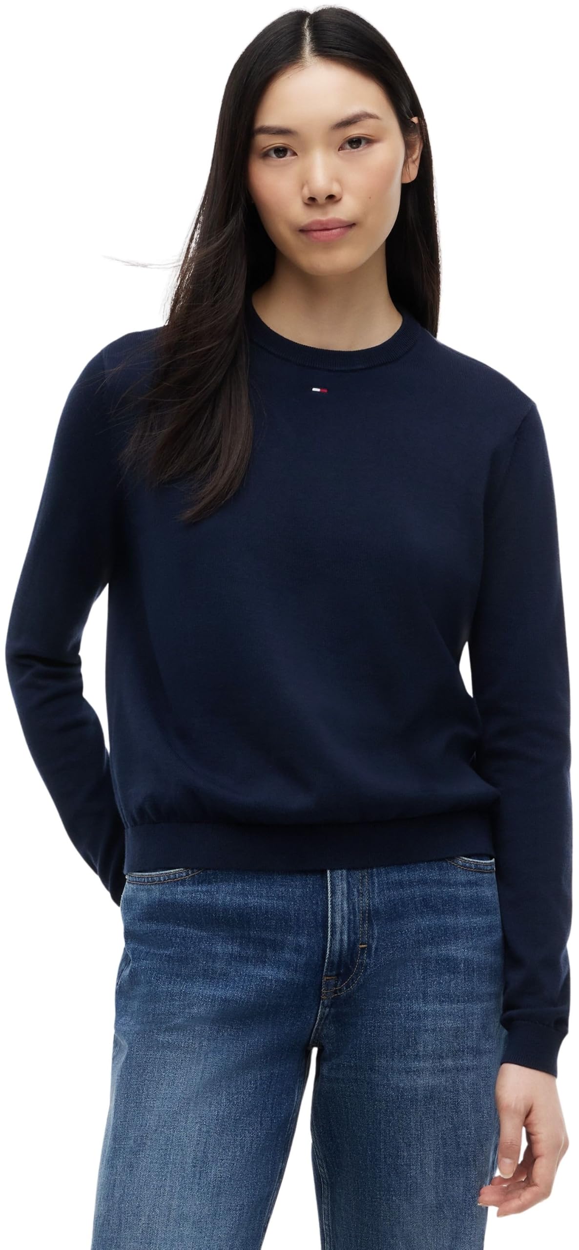 Tommy Jeans Damen Pullover Essential Crew aus Baumwolle, Blau (Dark Night Navy), 1XL