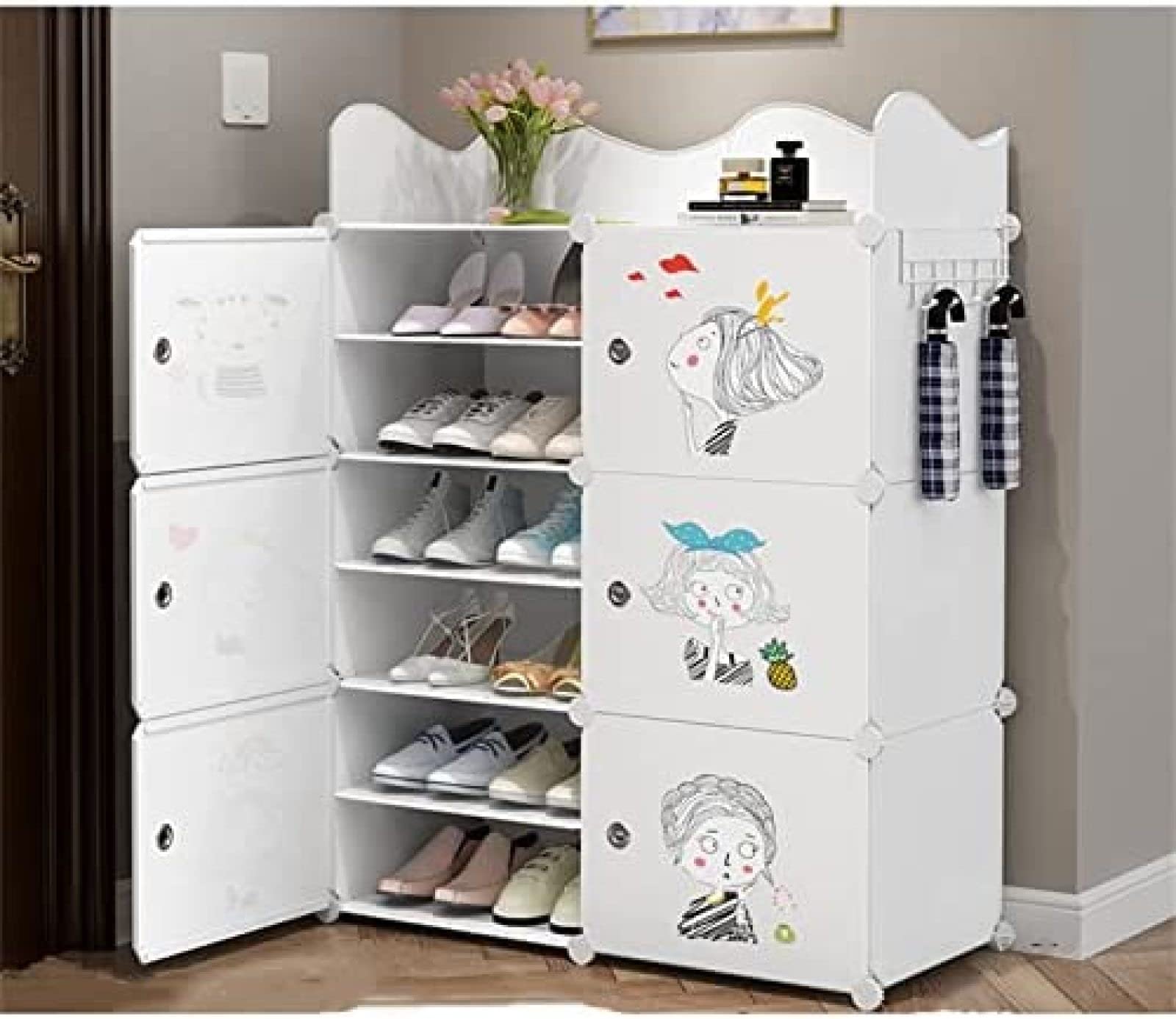 Zapateros Pasillo Plástico Delgado, Gabinete De Almacenamiento De Zapatos Mampara Extraíble, Zapatero Organizador De Almacenamiento Puerta De Casa Simple Interior,B